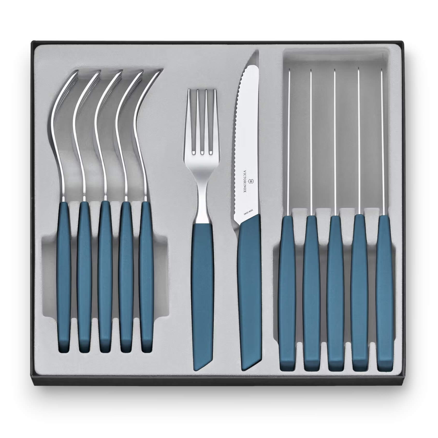 Set de cuchillos y tenedores Victorinox Swiss Modern con mango az...
