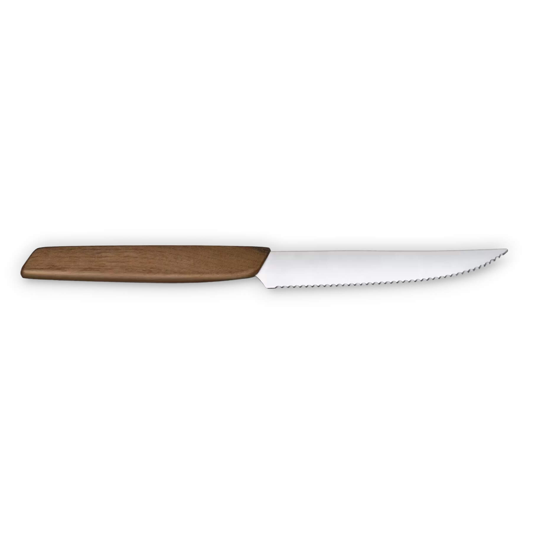 Set de 2 cuchillos para bistec Swiss Modern con hoja dentada de 12 cm y mango de madera de nogal