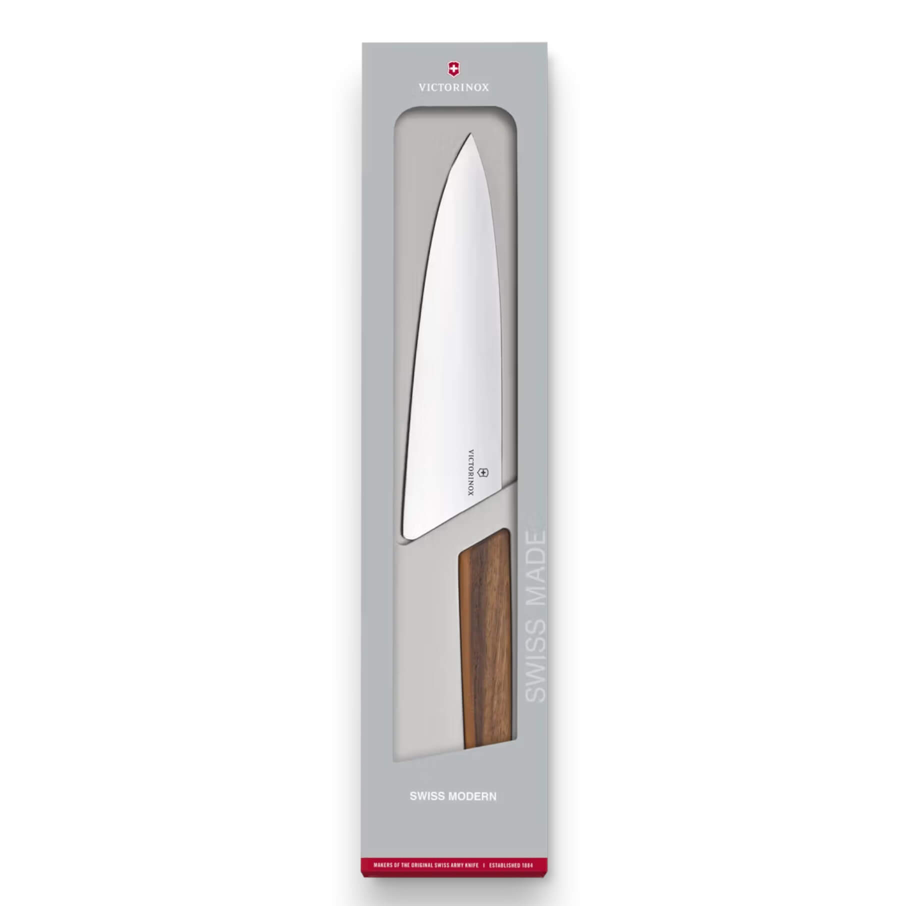 Cuchillo para chef Victorinox Swiss Modern con hoja de 20 cm y mango de madera de nogal