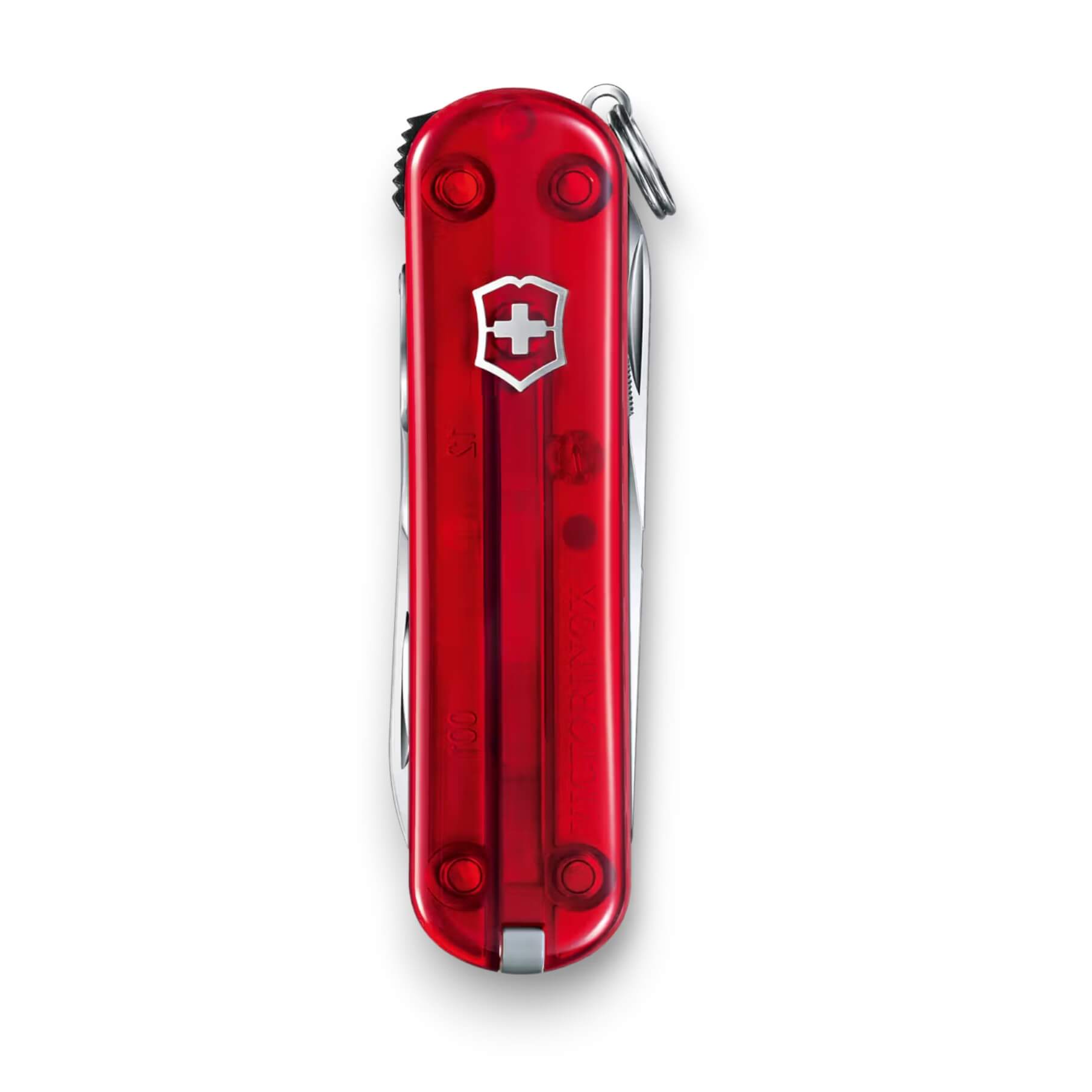 Couteau multifonction Victorinox Nail Clip 580, rouge translucide, 6 utilisations, sous blister