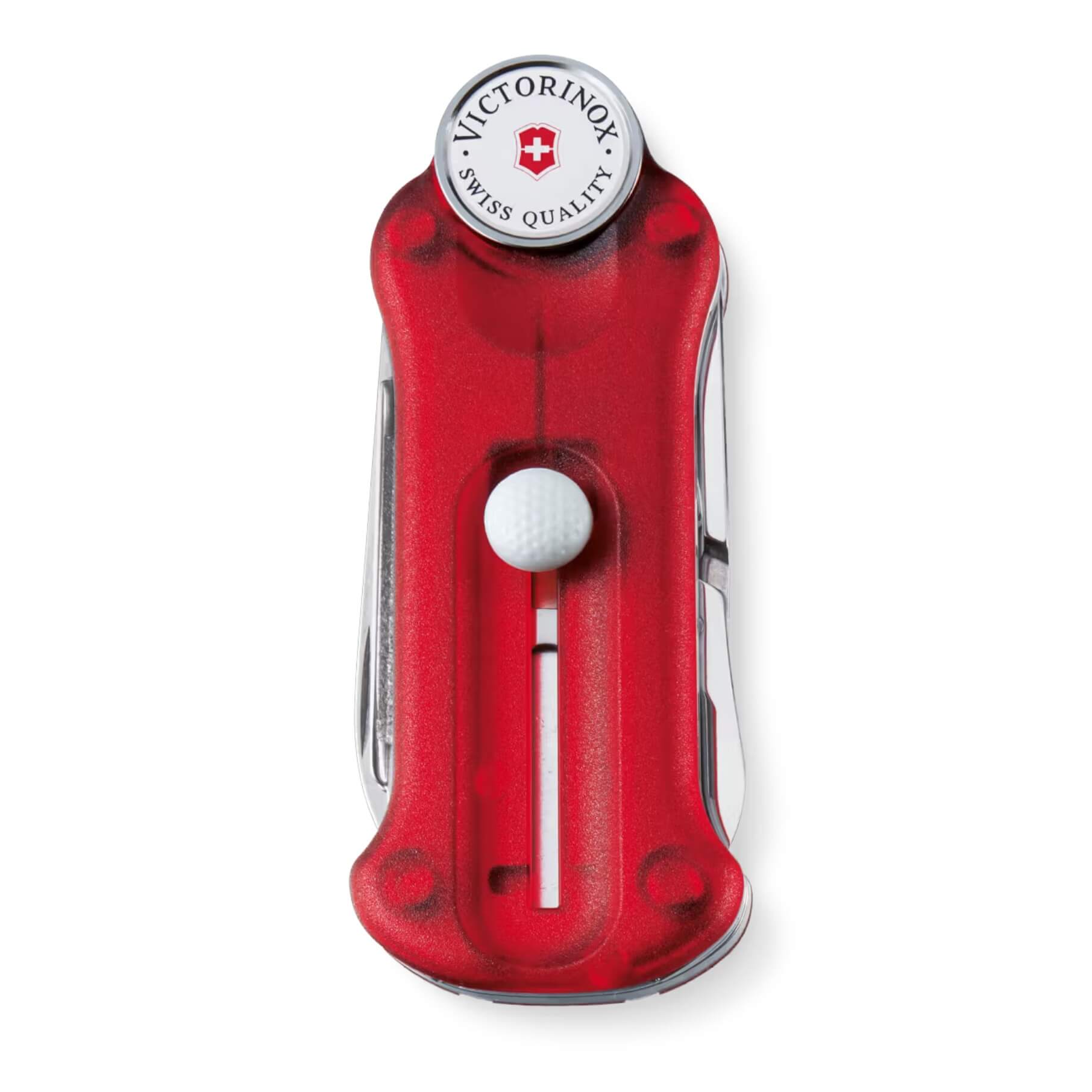 Outil de golf Victorinox rouge translucide avec 10 utilisations