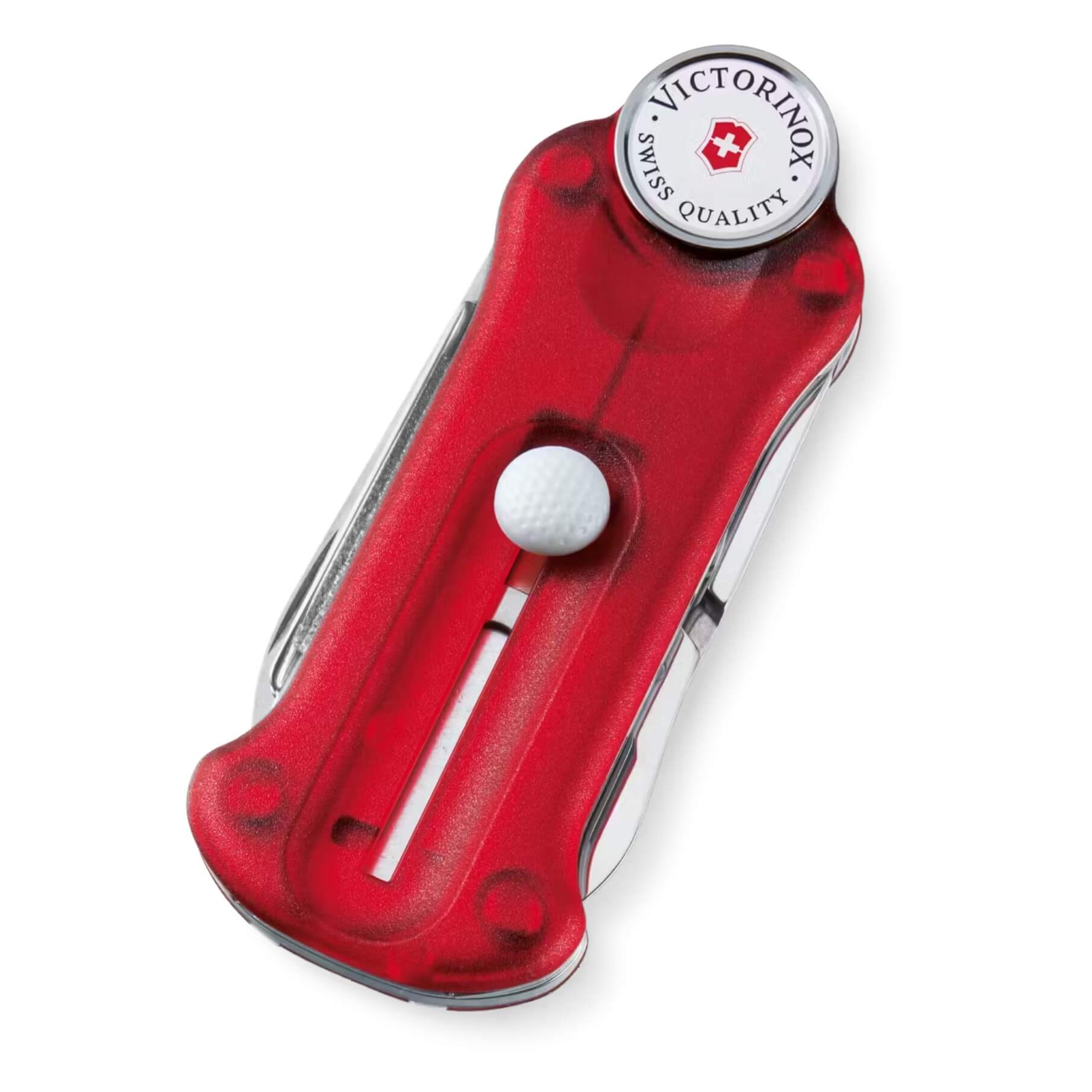 Outil de golf Victorinox rouge translucide avec 10 utilisations