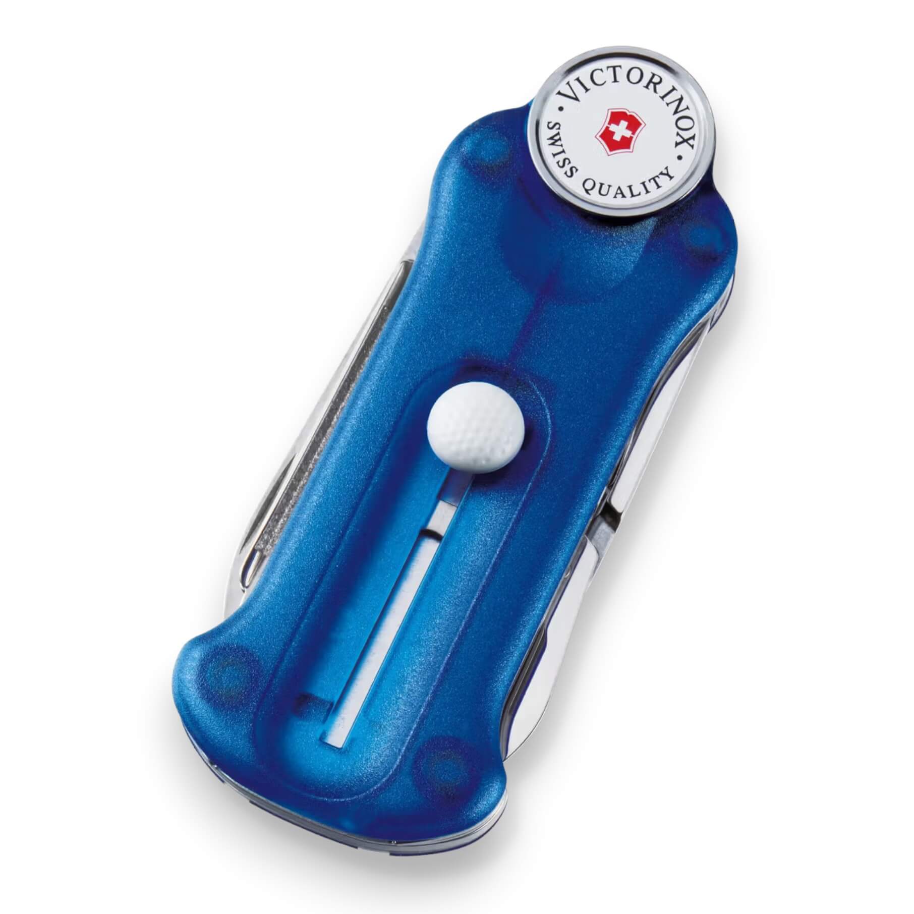 Outil de golf Victorinox bleu translucide avec 10 utilisations