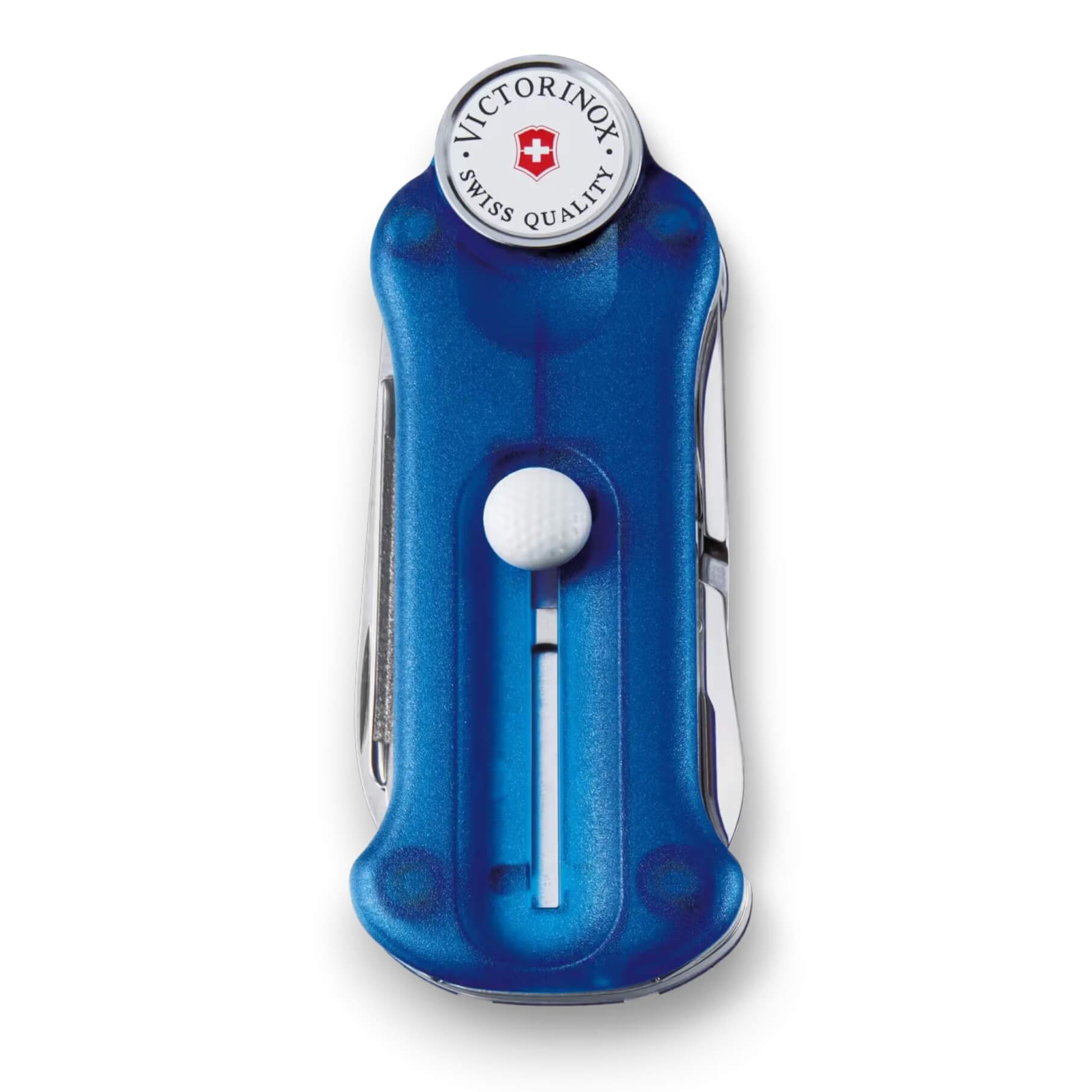 Outil de golf Victorinox bleu translucide avec 10 utilisations