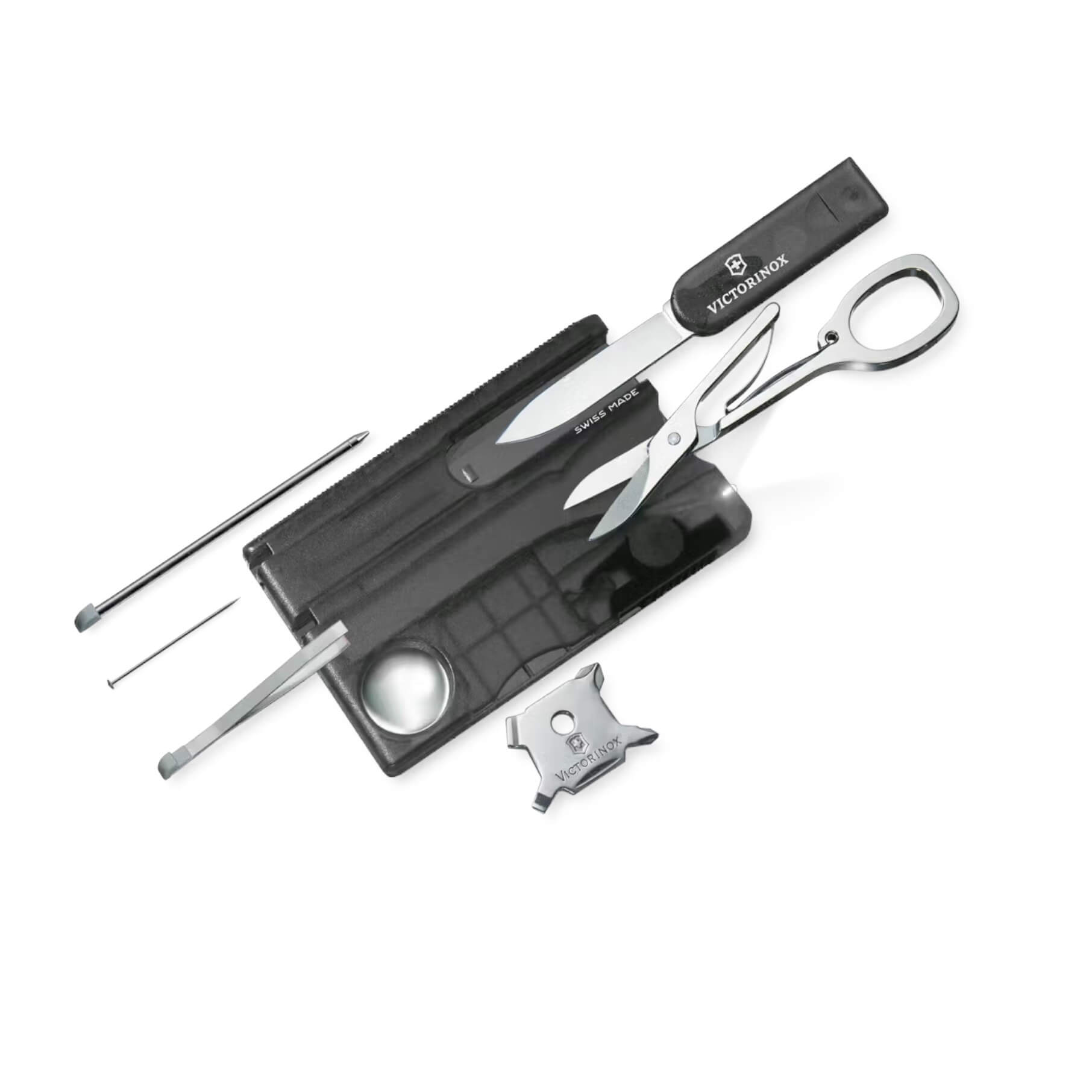 Tarjeta multiherramientas Victorinox Swiss Card Lite negro translúcido con 13 usos en blíster