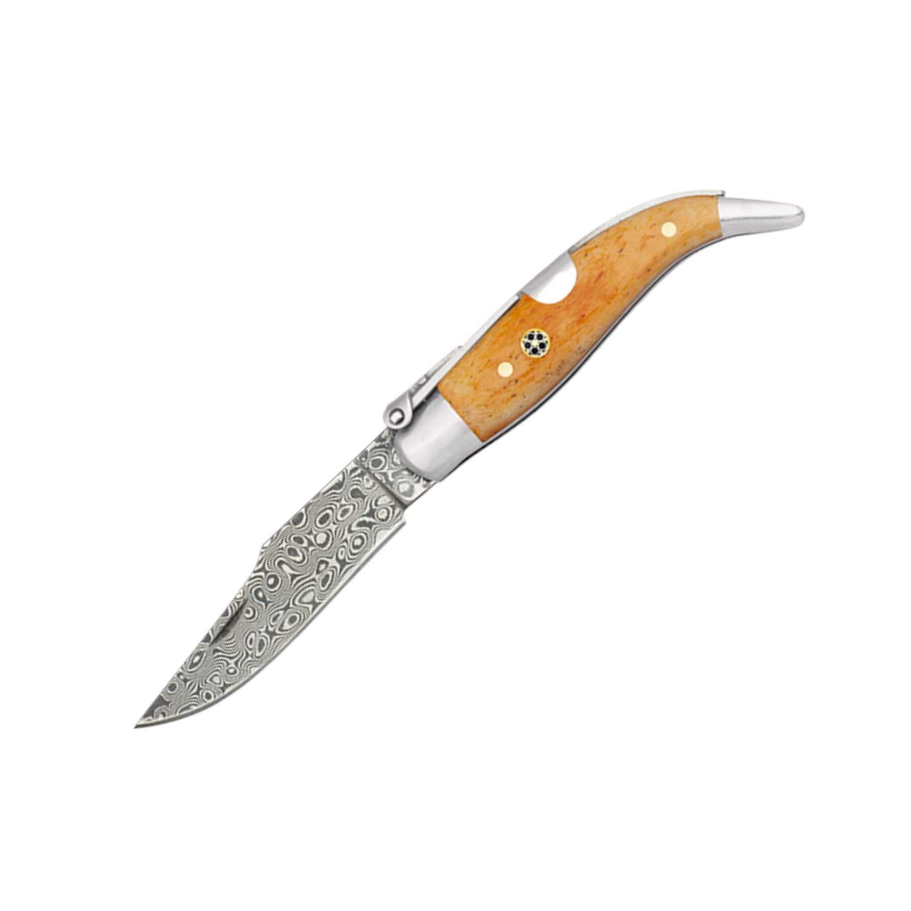Teja klappmesser Nr. 00 mit 7 cm langer Damastklinge und Griff au...