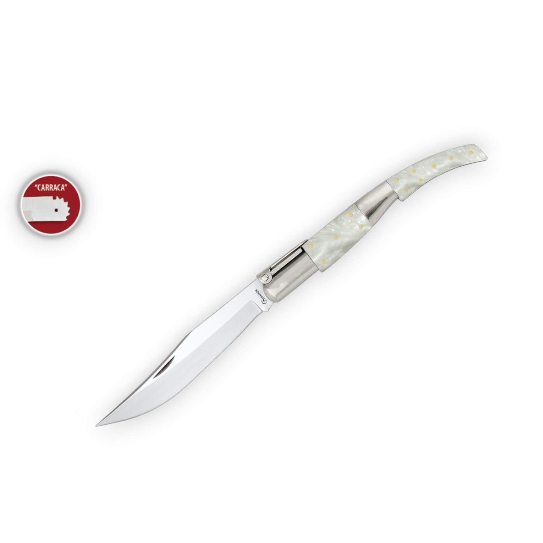 Arabisches Klappmesser mit Griff aus weißem Perlmutt und 12 cm la...