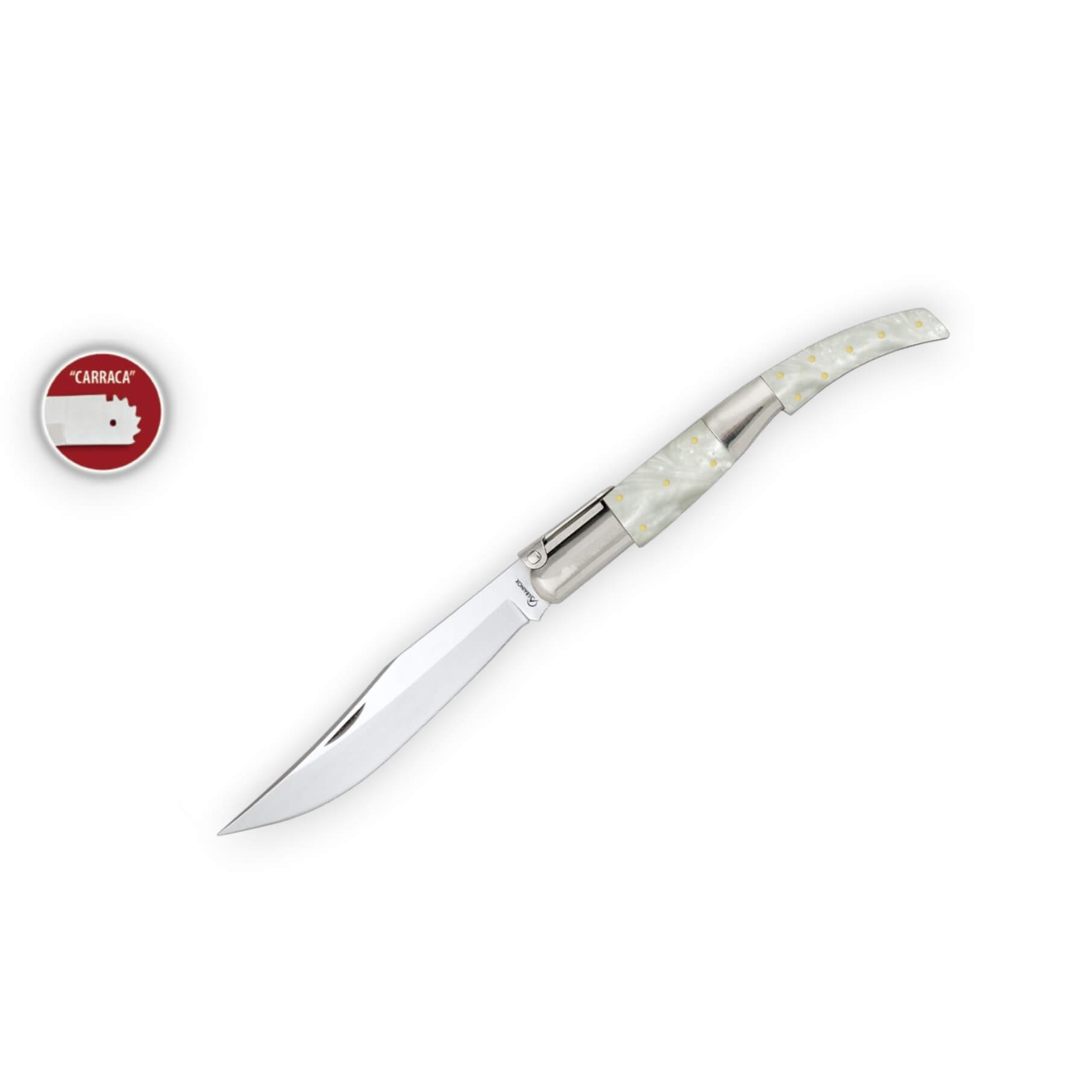 Arabisches Klappmesser mit Griff aus weißem Perlmutt und 10 cm la...