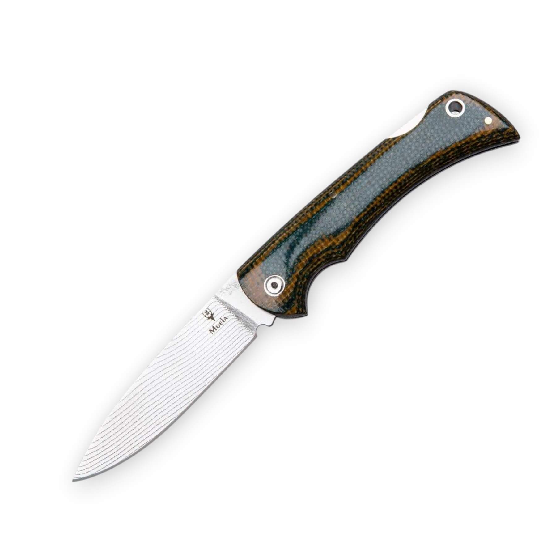 Pocket knife with a 9cm Damax steel blade and a black green handl...