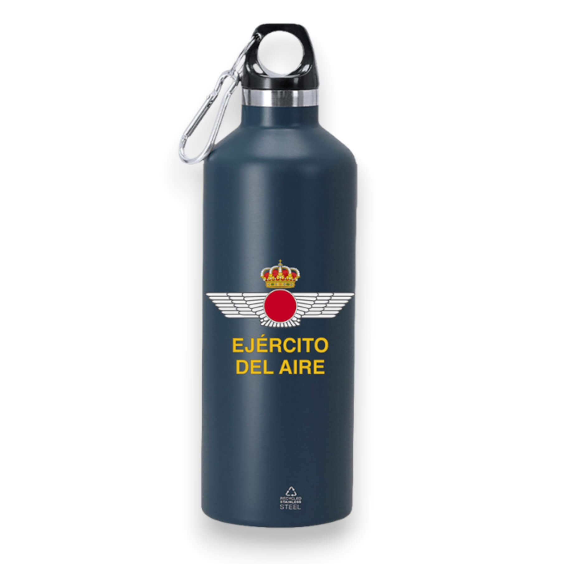 Navy blue steel jerrycan with Air Force design, 500ml capacity