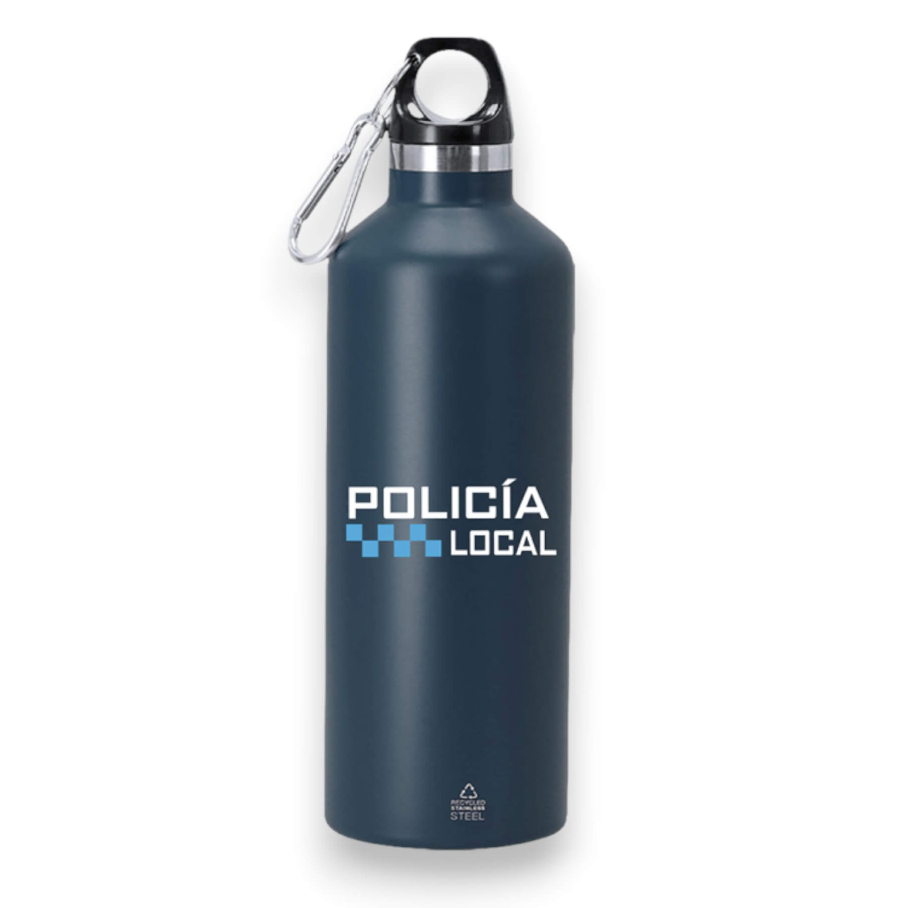 Navy blue steel jerrycan with Local Police design, with a capacit...