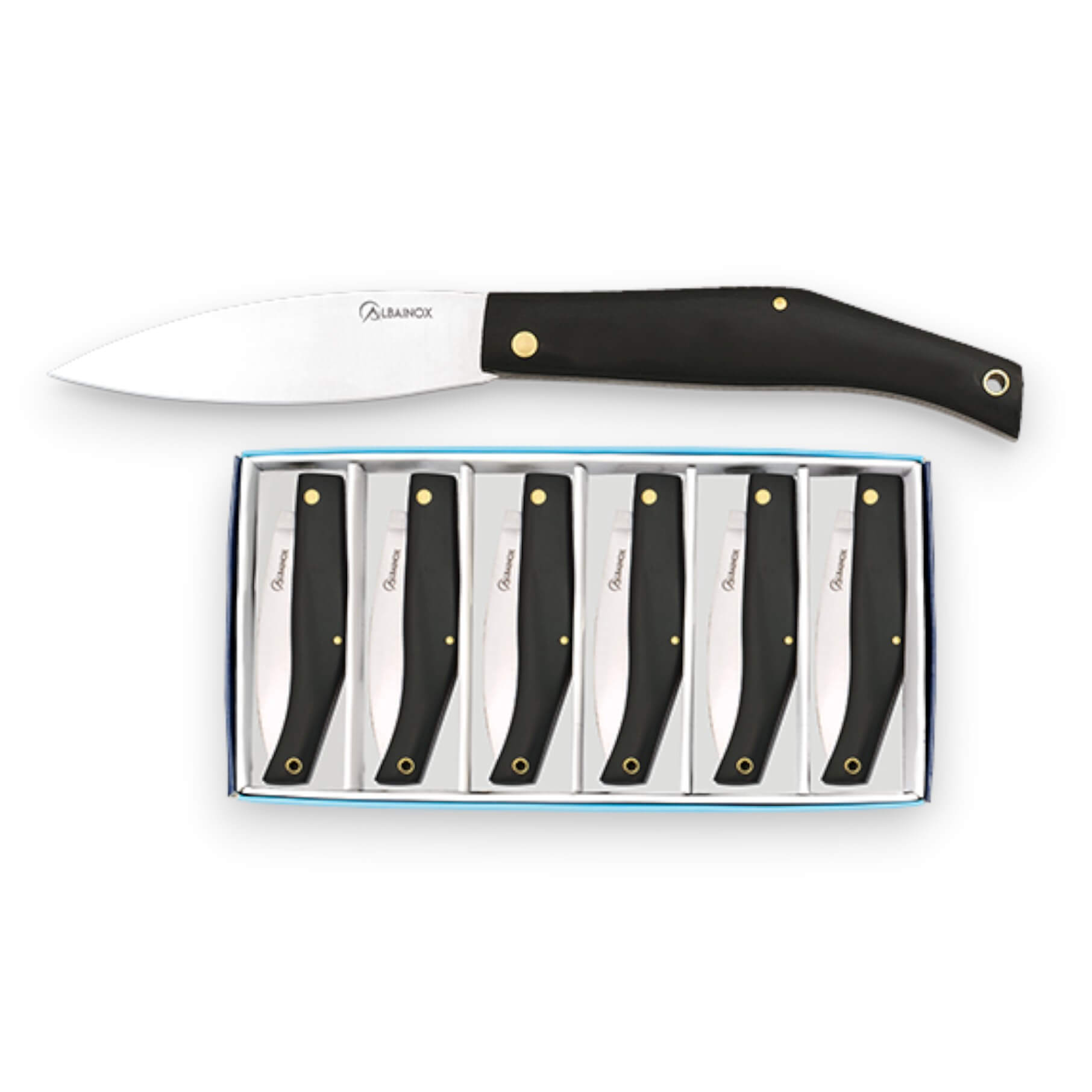 Box of 6 Albainox pocket knives with 7 cm stainless steel blade a...