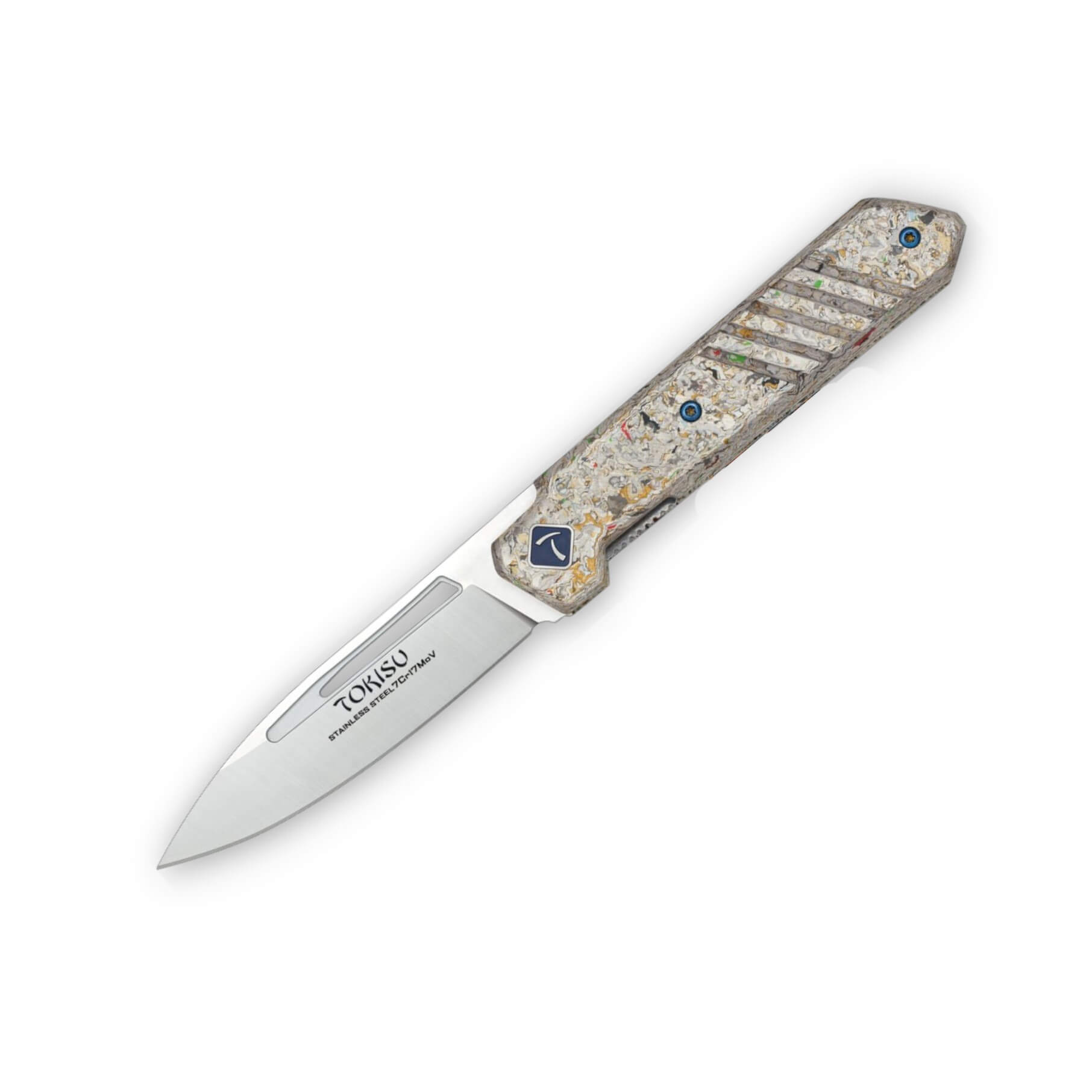 Navaja táctica Tokisu con mango de micarta blanca y hoja de 8 cm