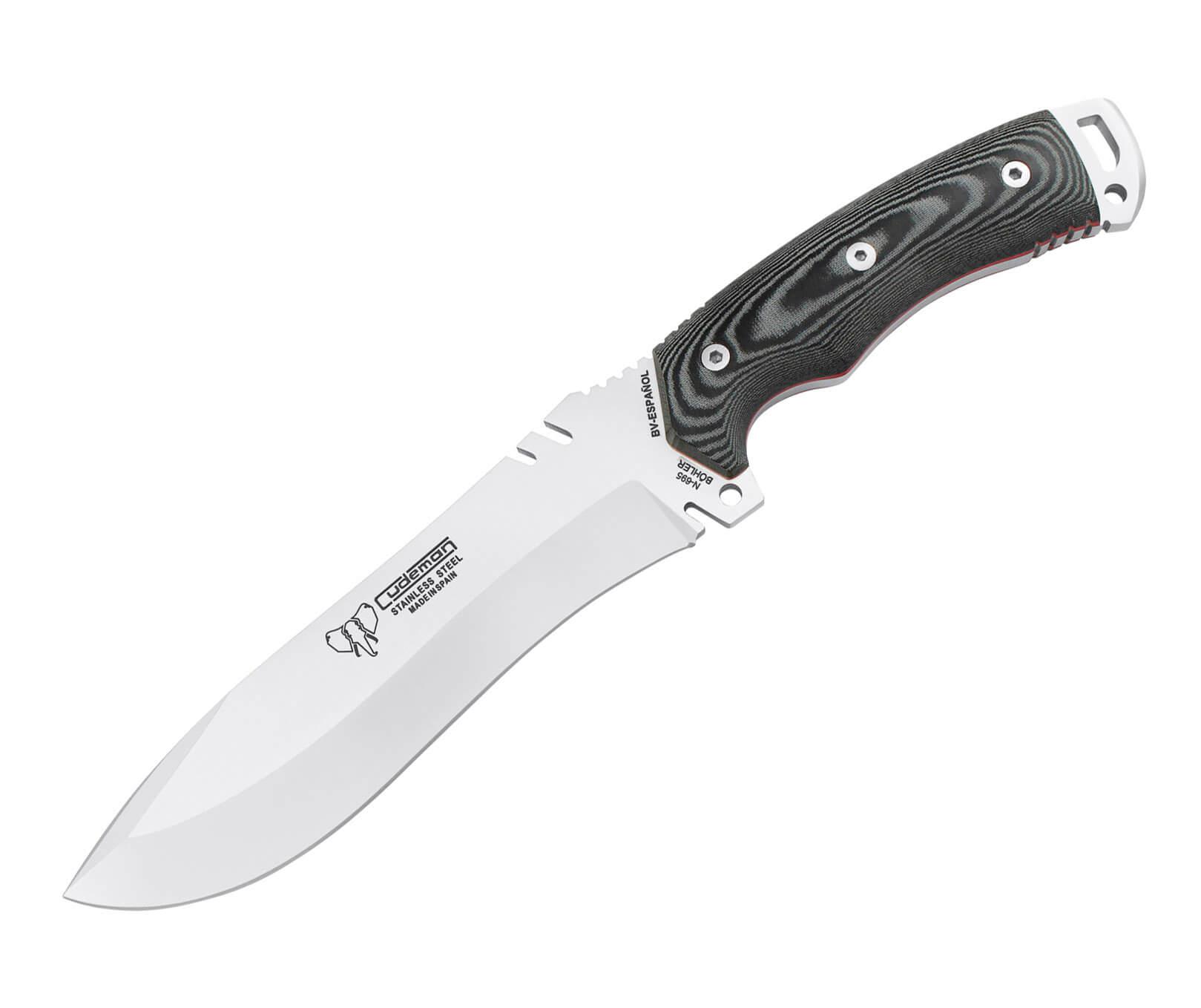Cuchillo Boina Verde Español con mango de micarta negra y funda k...