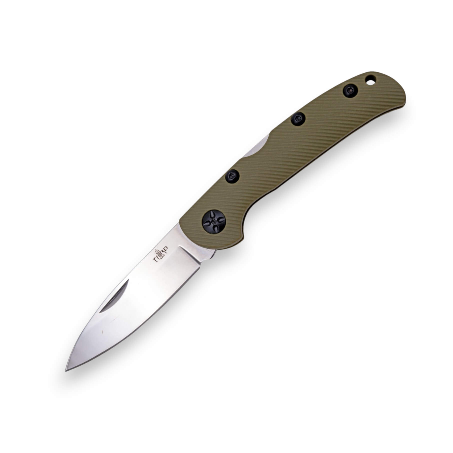 Taschenmesser mit grünem Fasergriff und 8 cm langer, glänzender K...