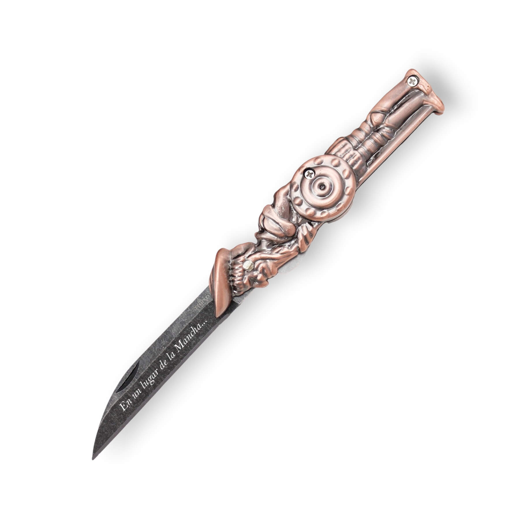 Taschenmesser mit Don-Quijote-Griff, Klinge aus antikbronzefarben...