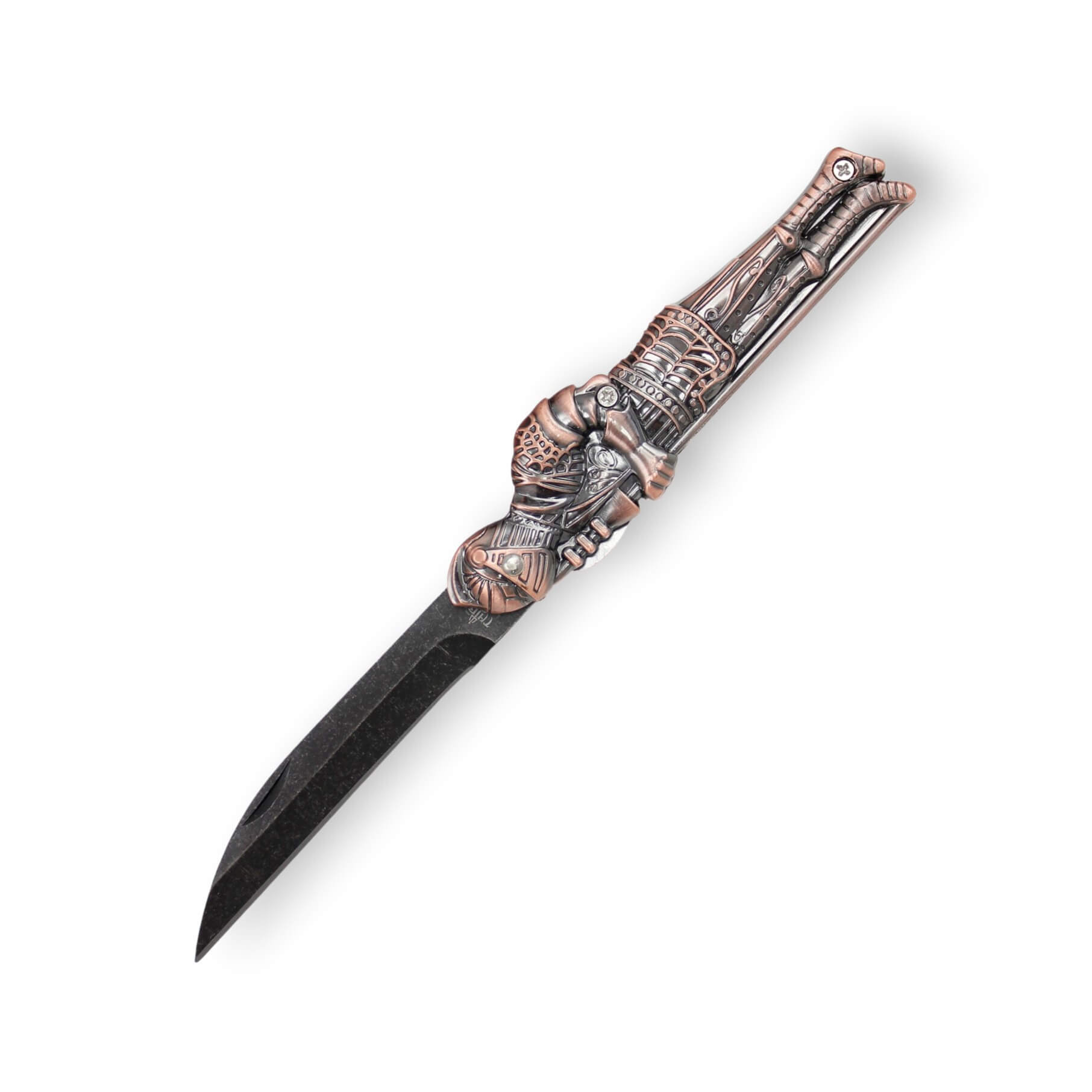 Taschenmesser mit antikem Griff aus Kupfer-Zamak im Stil eines mi...