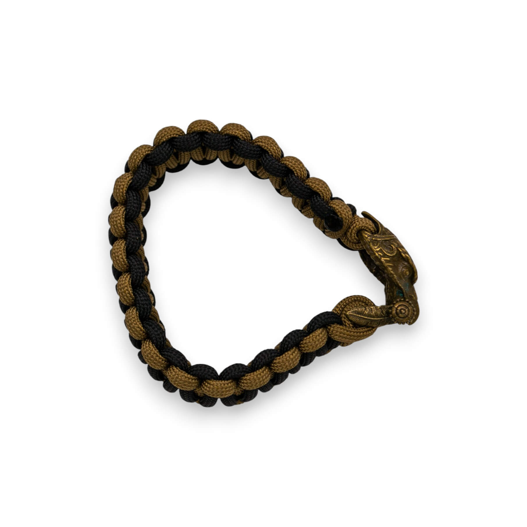 Brazalete paracord negro y marrón con cierre de cabeza de águila