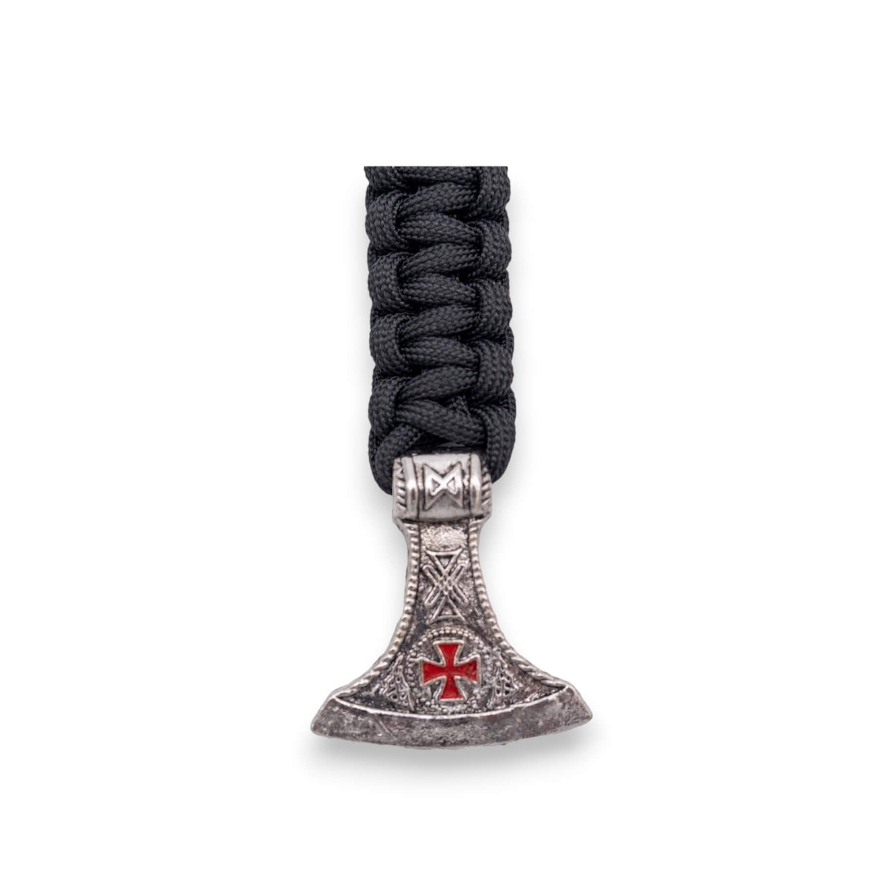 Brazalete paracord negro con cierre de detalles templarios