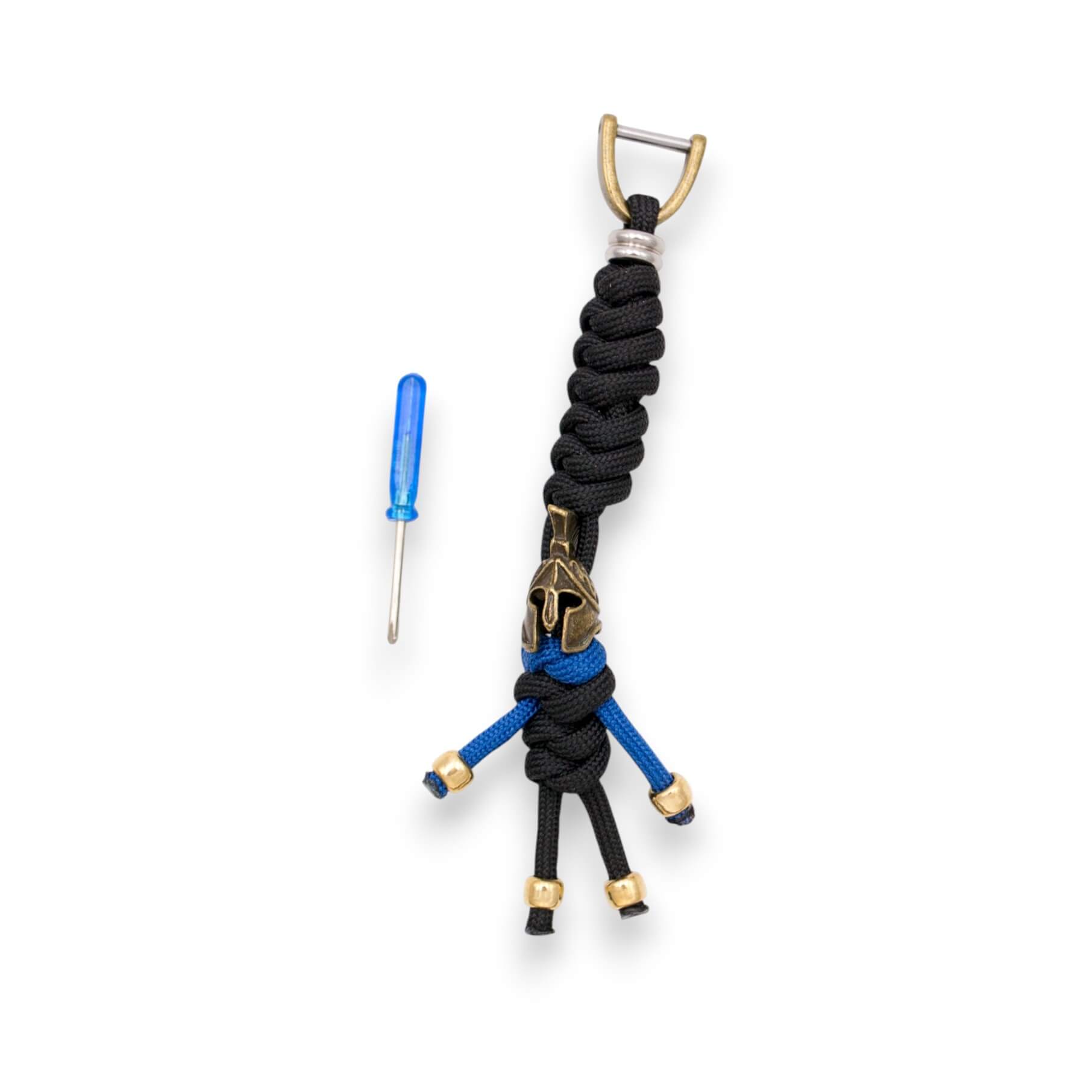Llavero paracord negro con cabeza de espartano para llaveros, nav...
