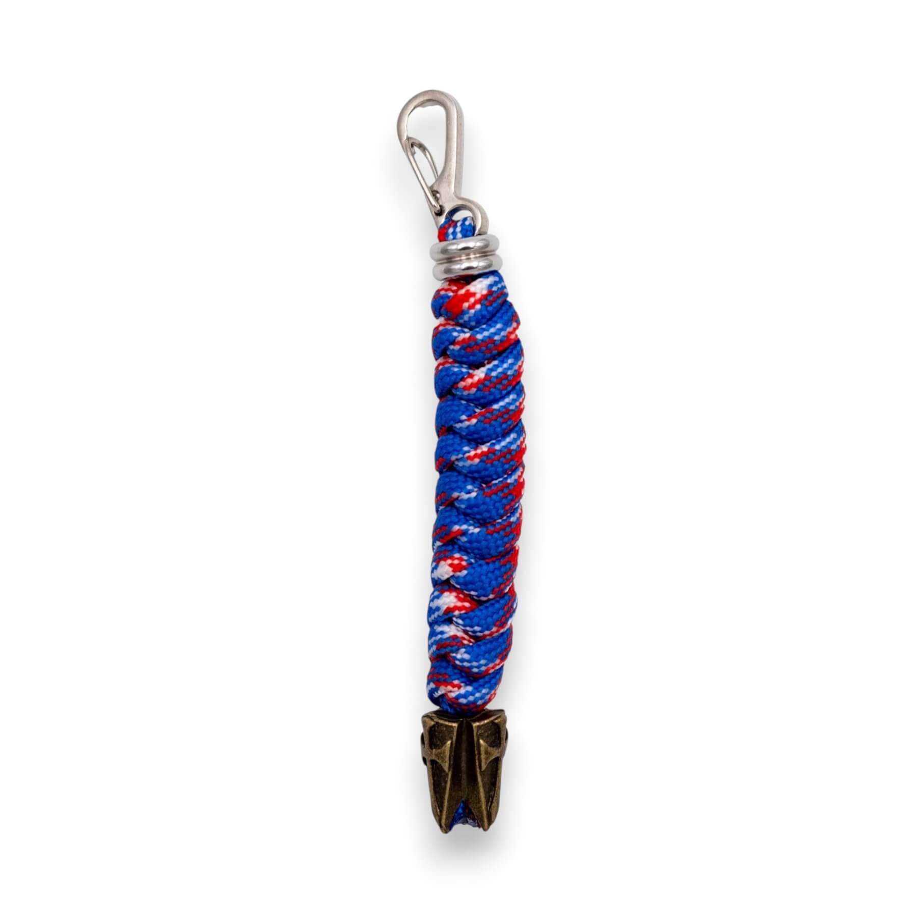 Llavero paracord azul, rojo y blanco con escudo templario y mosqu...