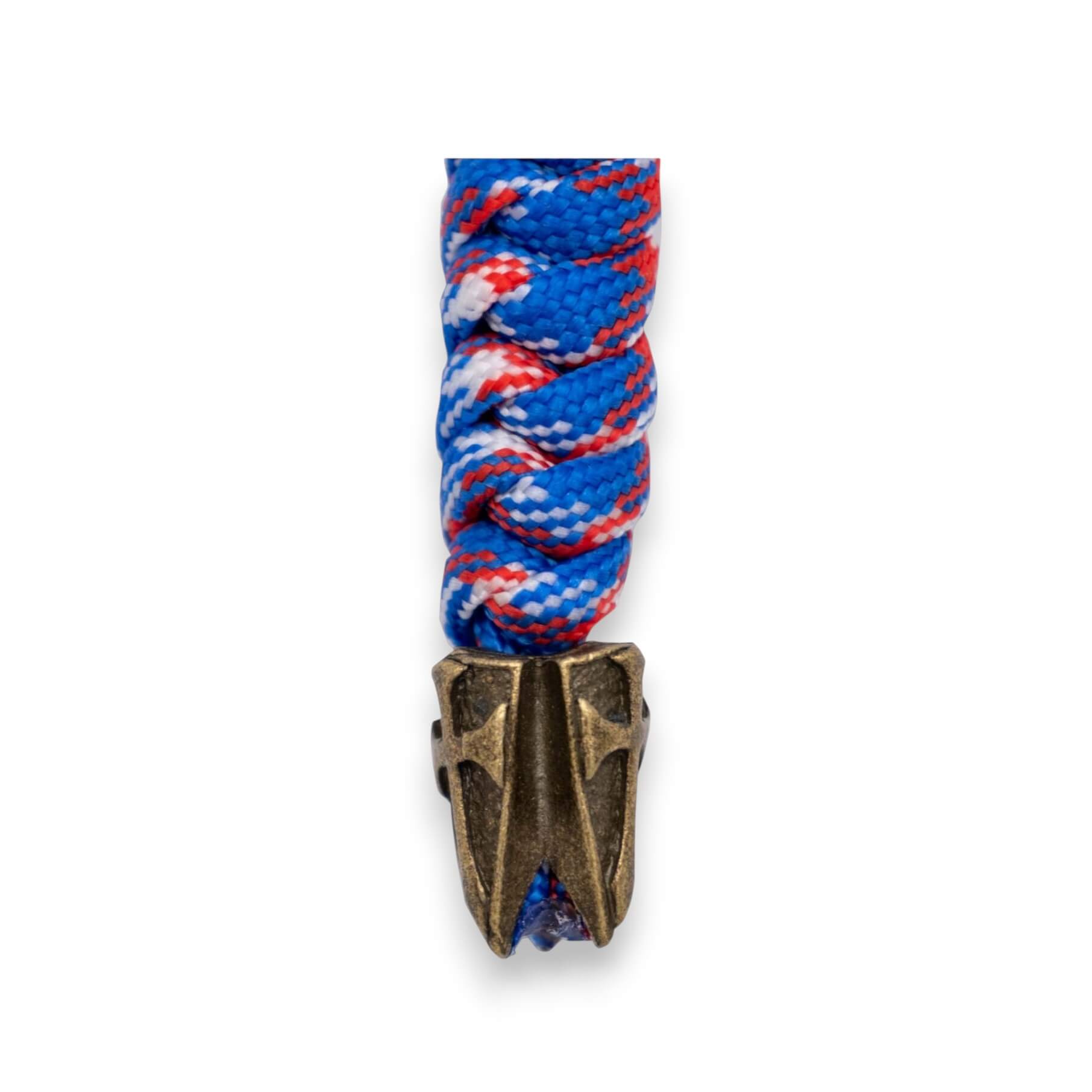 Llavero paracord azul, rojo y blanco con escudo templario y mosquetón