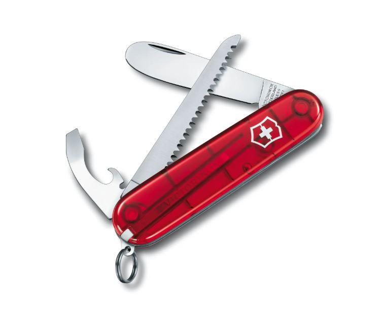 Il mio primo coltello multiuso Victorinox con sega rosso traslucido
