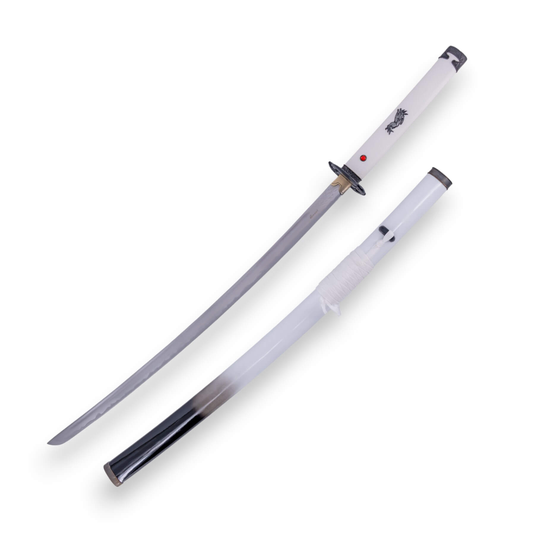 Katana Ghost of Yotei de 102 cm con vaina blanca y negra