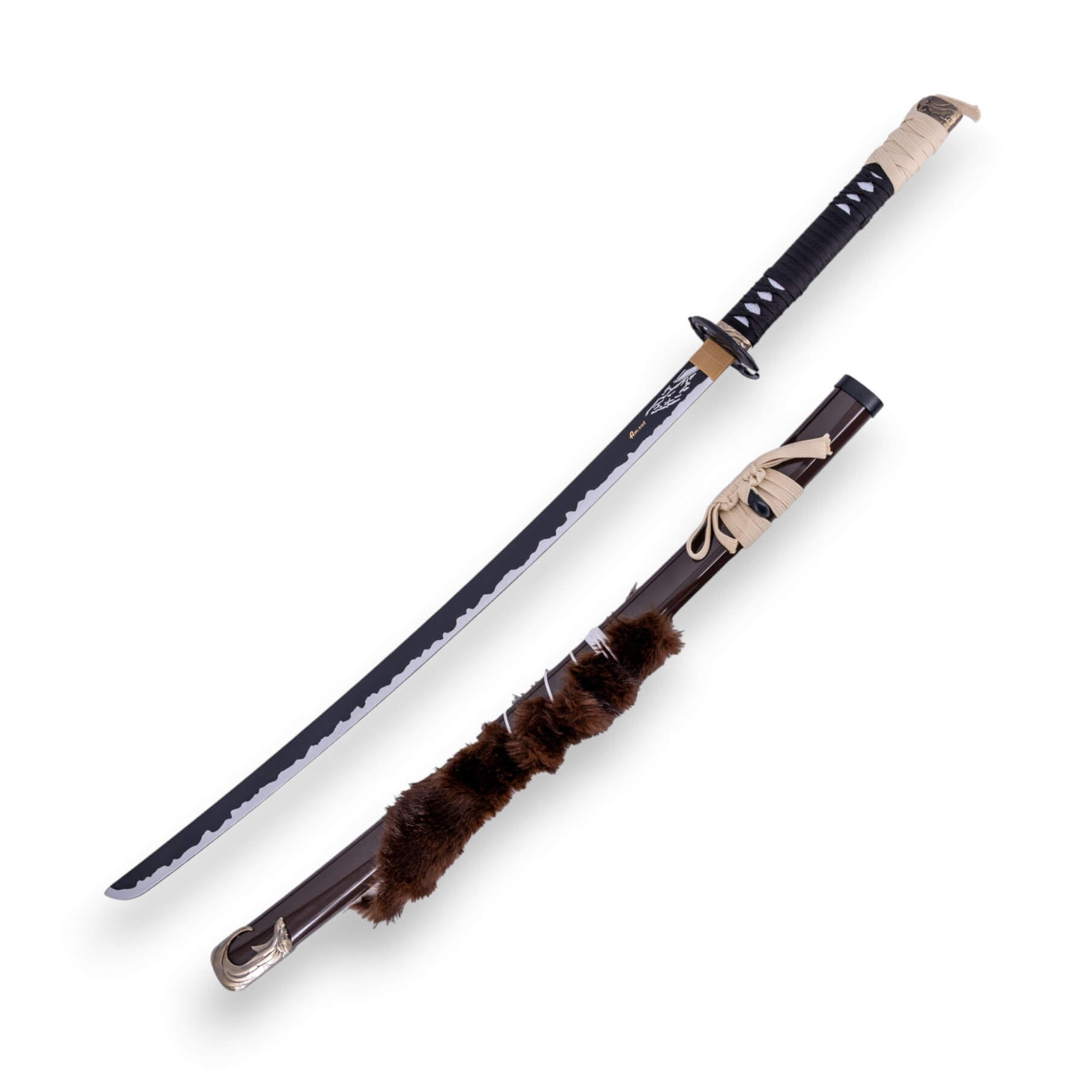 Katana Ghost of Yotei de 104 cm con vaina marrón con imitación pi...