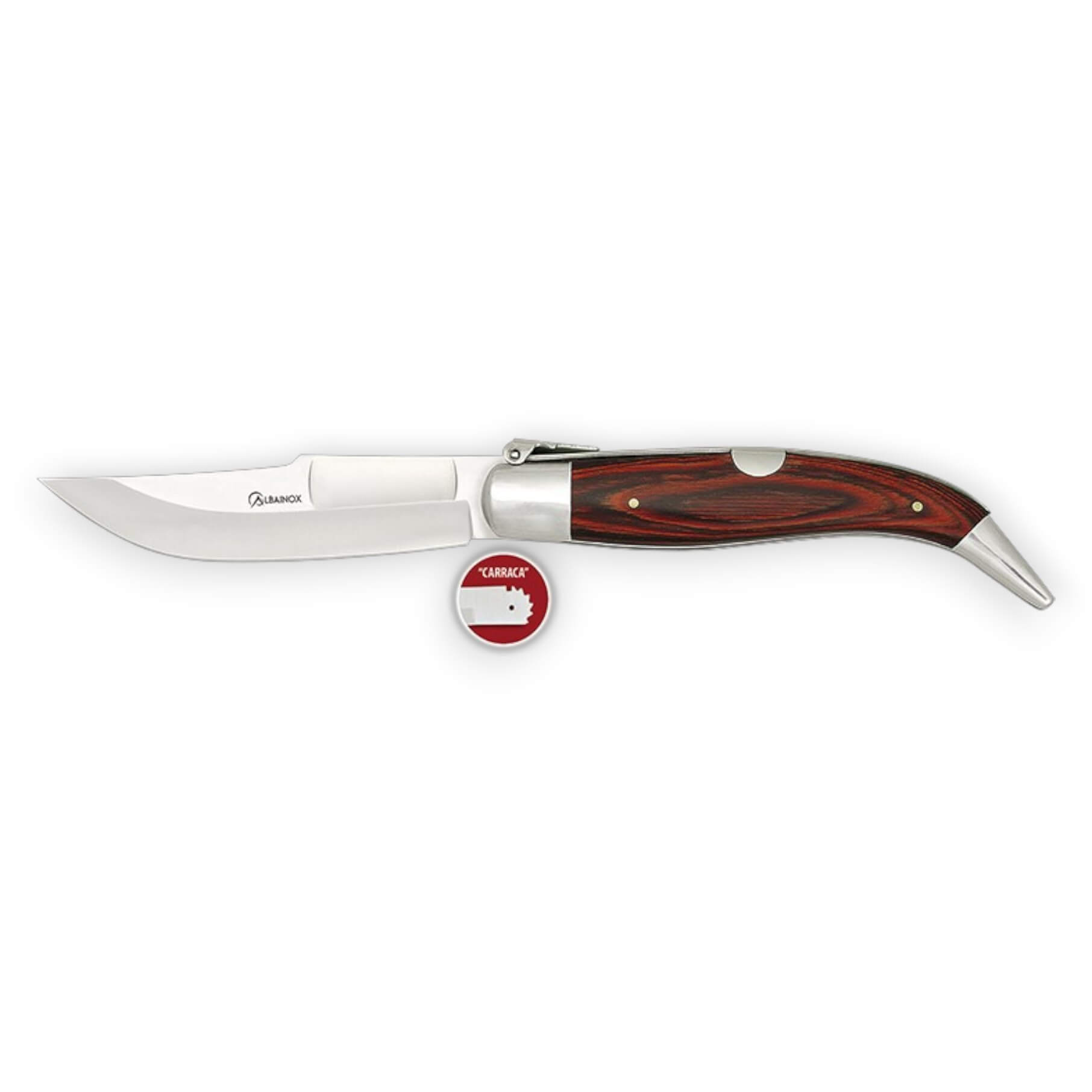 Klassisches Klappmesser mit Ratschenverriegelung, 9.5 cm Klinge und rotem Griff aus robustem Material