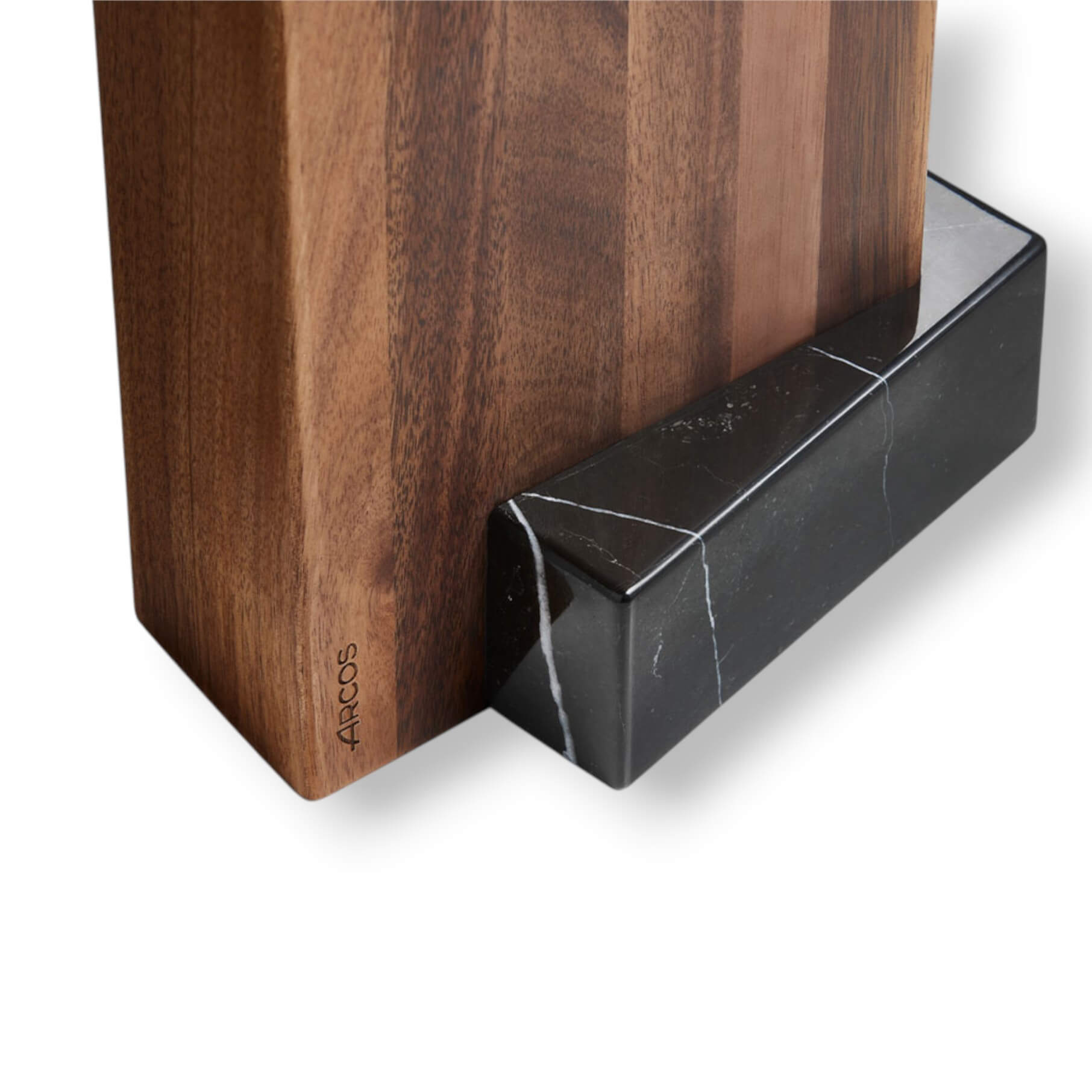 Bloc à couteaux Arcos en bois d'acacia et marbre noir 190 x 101 x 260 mm