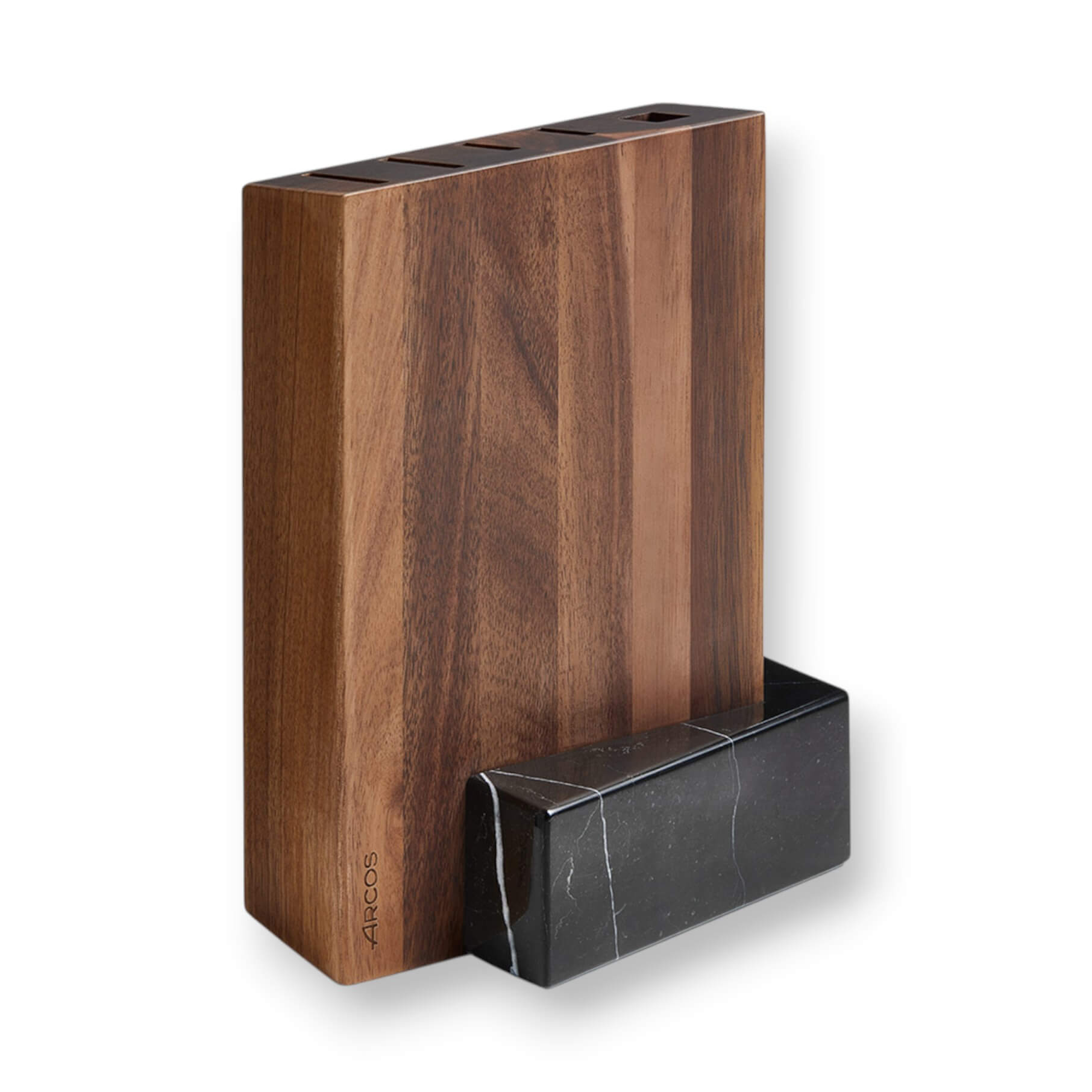 Bloc à couteaux Arcos en bois d'acacia et marbre noir 190 x 101 x 260 mm