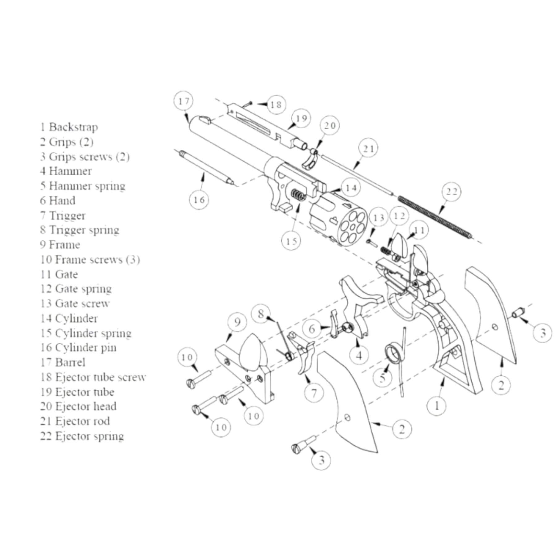 Replik-Revolver Peacemaker Colt 45 5,5" USA 1873, vernickelt, mit Griffschalen in Elfenbeinoptik