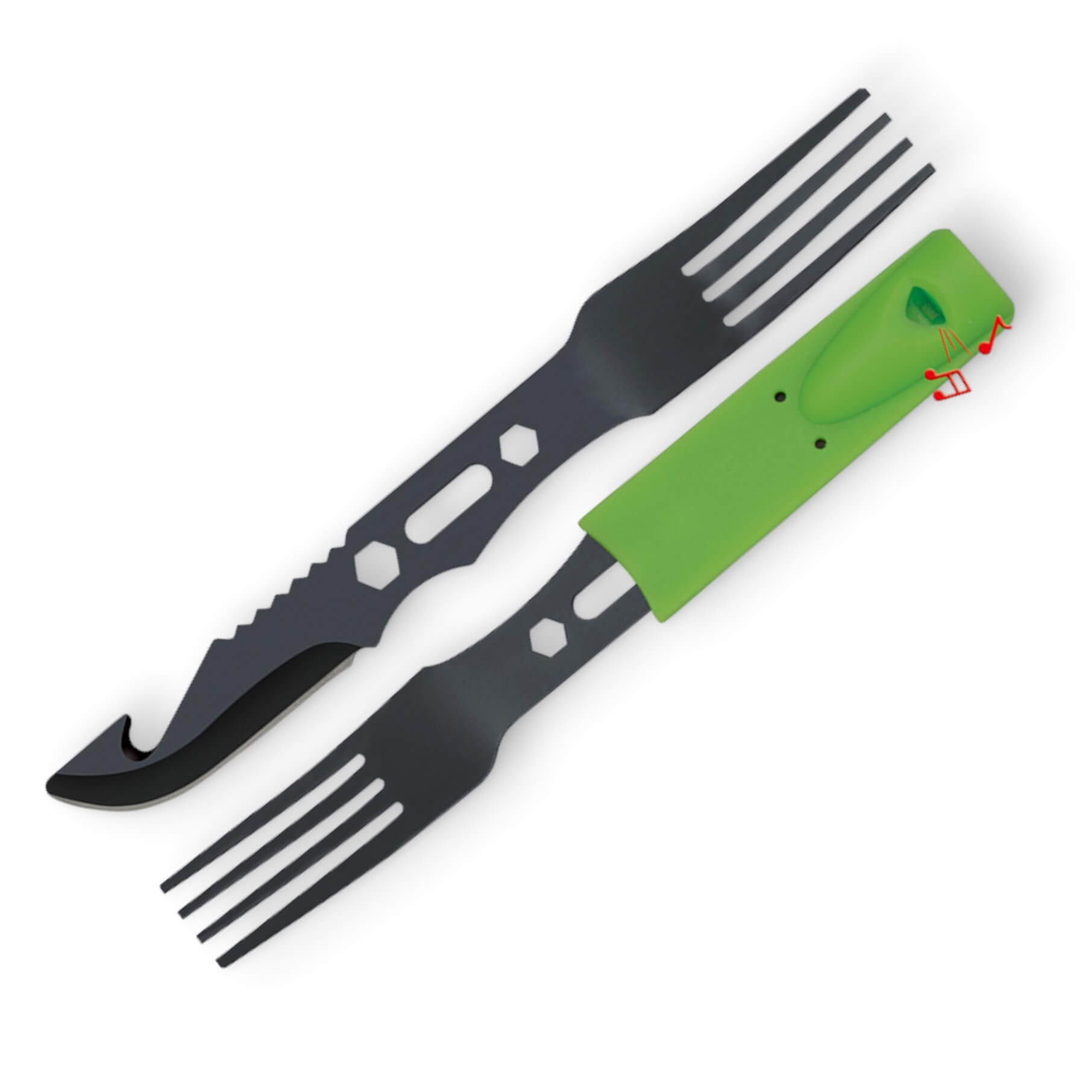 Set de camping multiusos con mango de ABS verde con cuchillo y te...