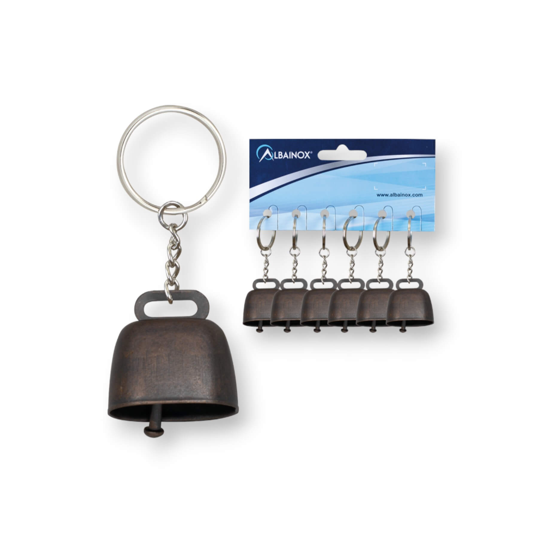 Llavero cencerro mini blister de 6 color bronce envejecido