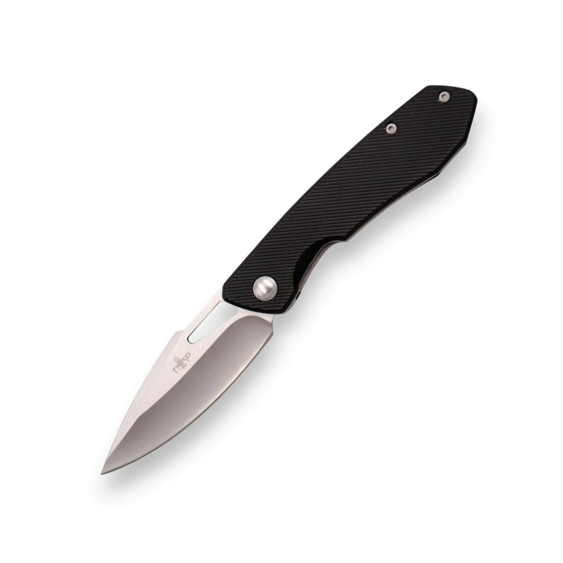 Klappmesser mit schwarzem Aluminiumgriff, satinierter 7-cm-Klinge...