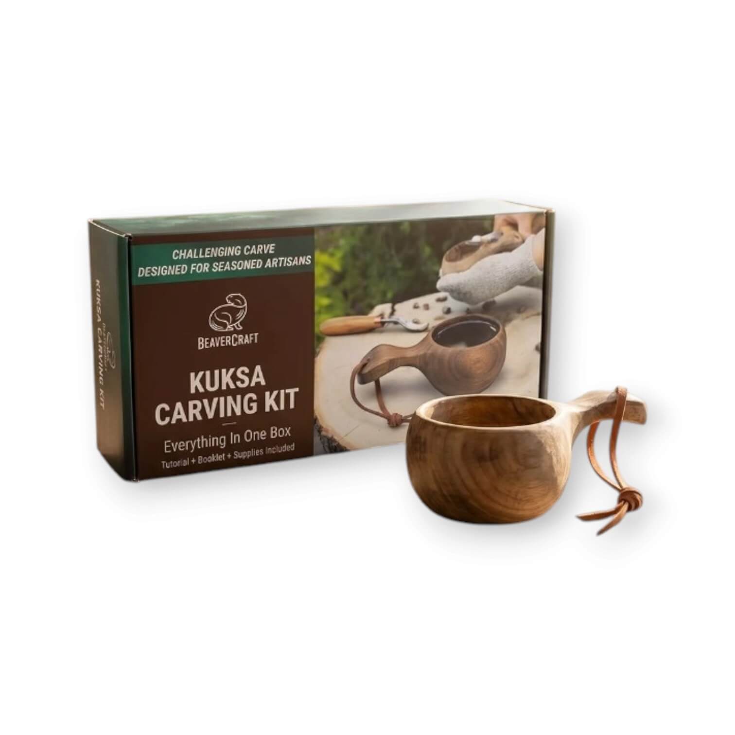 Kit de tallado Kuksa de nogal con cuchillos