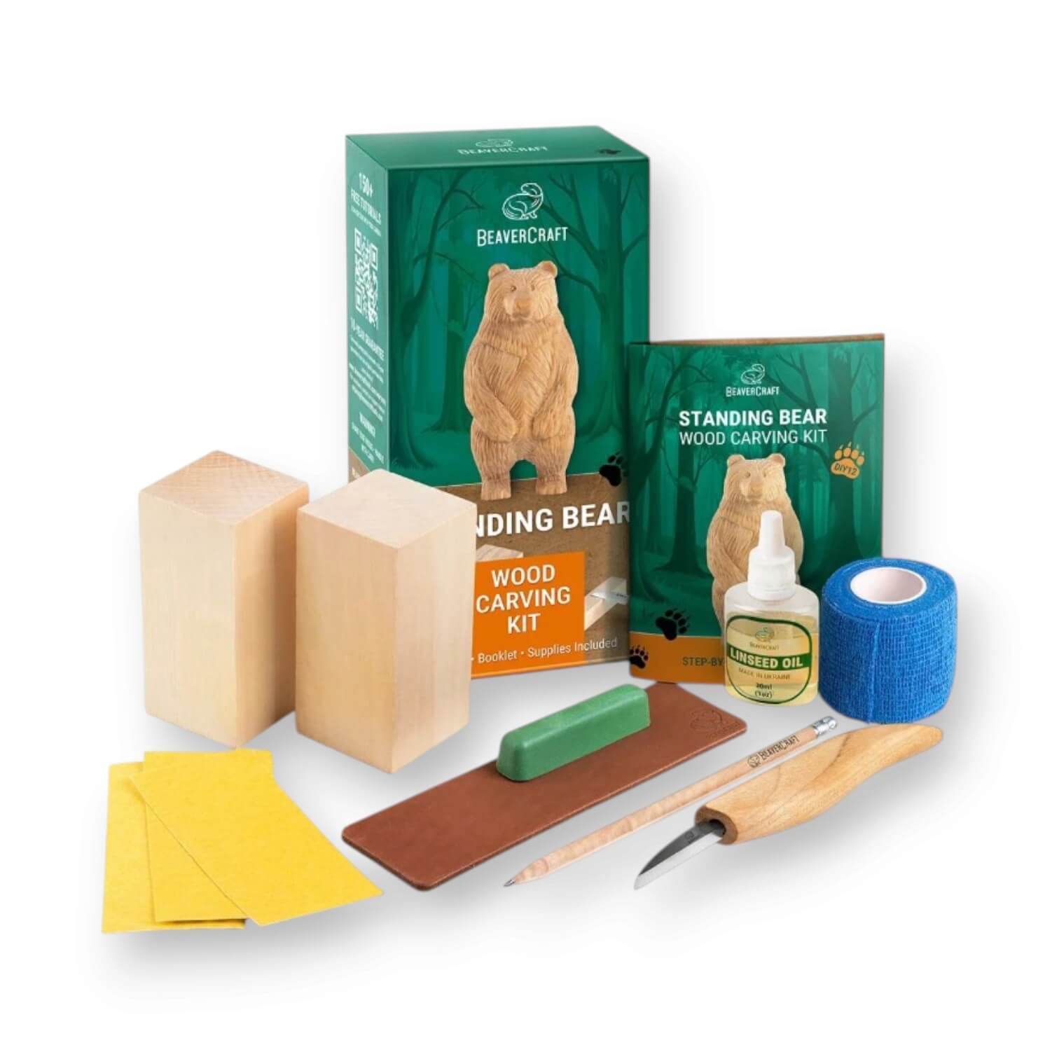 Kit de tallado oso de pie con cuchillos DIY12