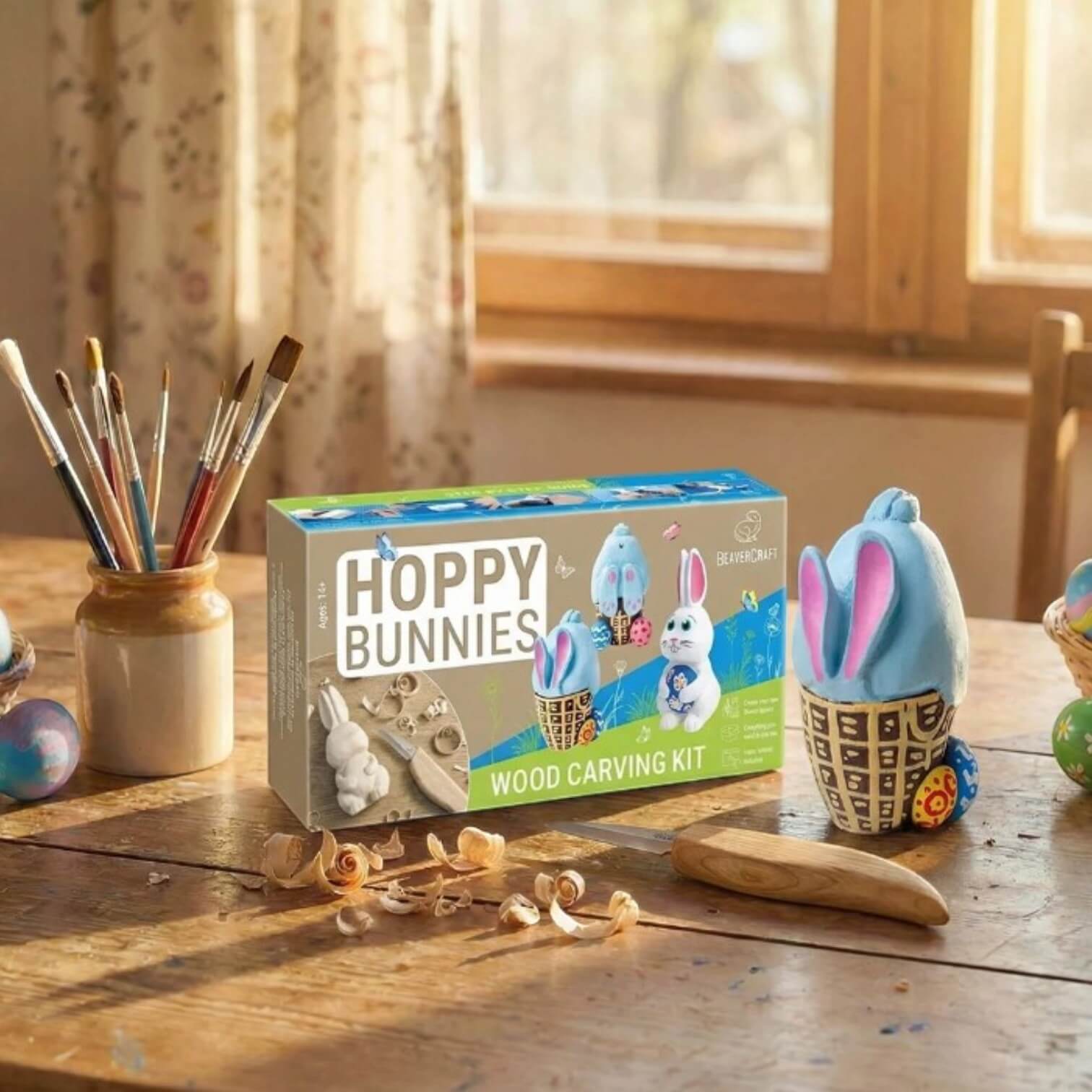 BeaverCraft Holzschnitz-Set „Hoppy Bunnies“