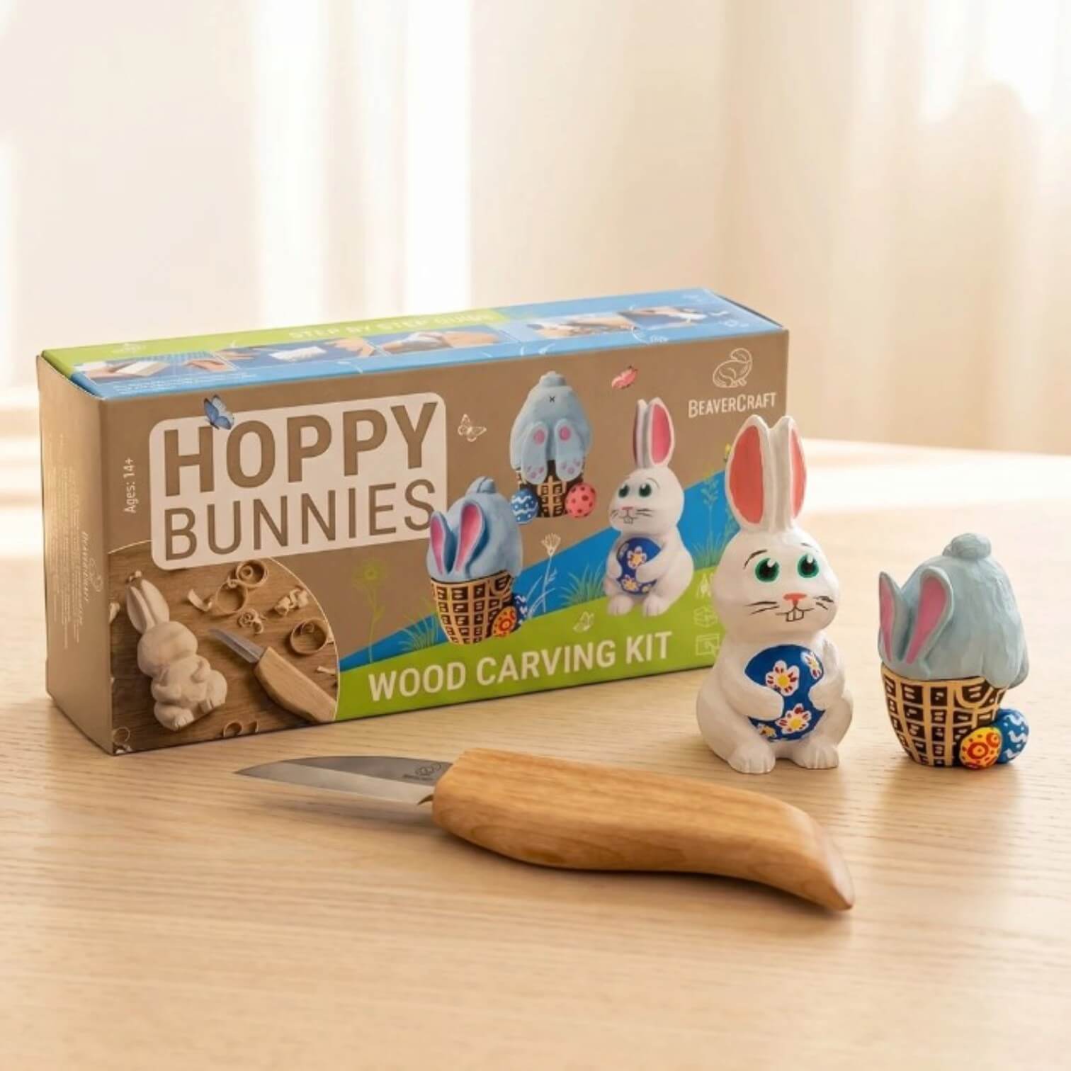 BeaverCraft Holzschnitz-Set „Hoppy Bunnies“