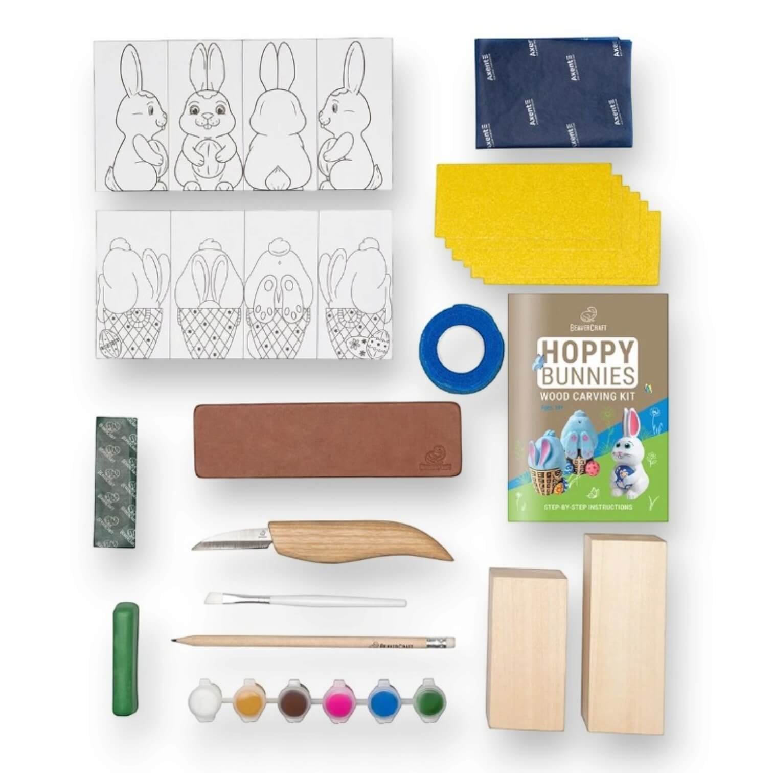 BeaverCraft Holzschnitz-Set „Hoppy Bunnies“