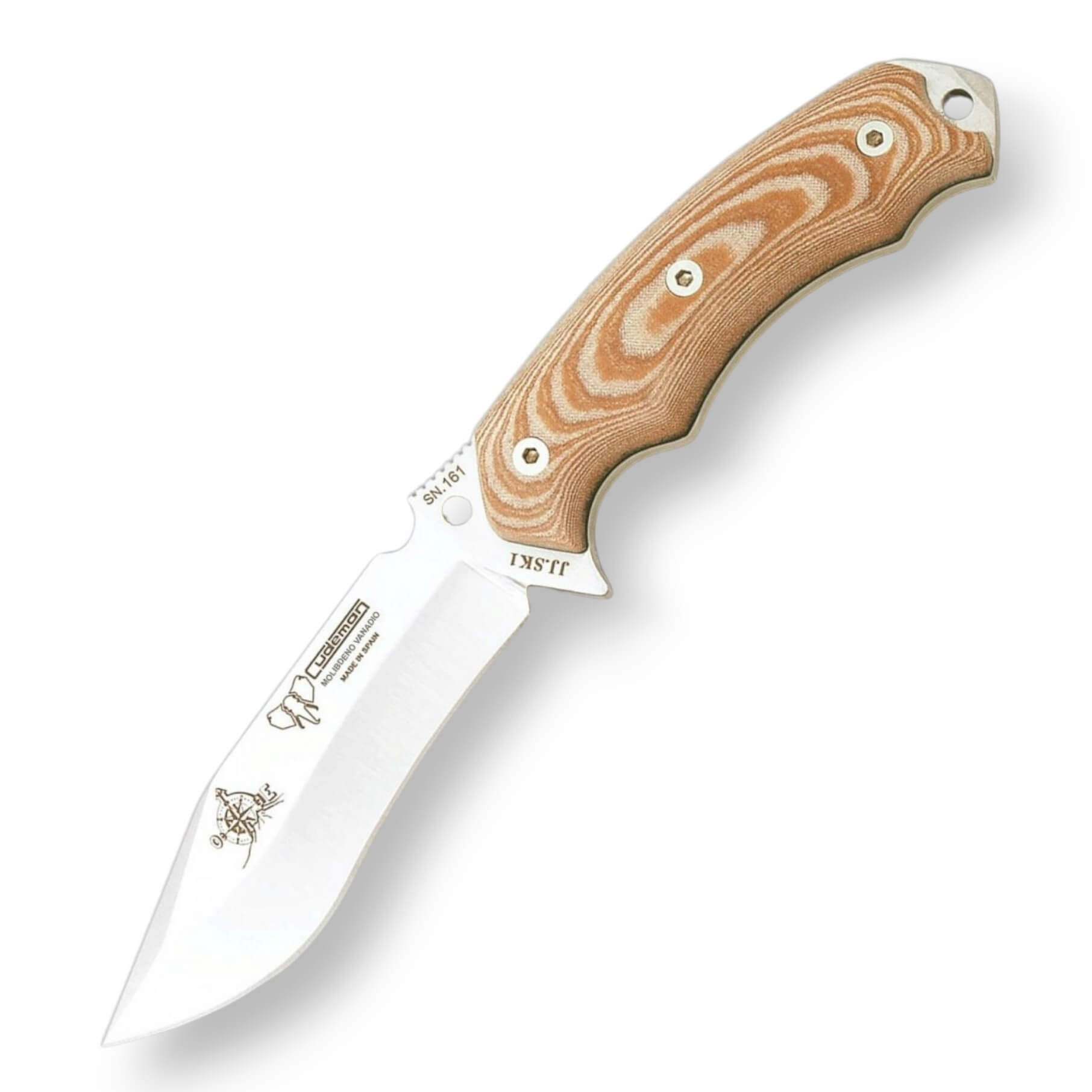 JJSK1 Cudeman knife. Brown micarta handle. Böhler N-695 steel. Le...