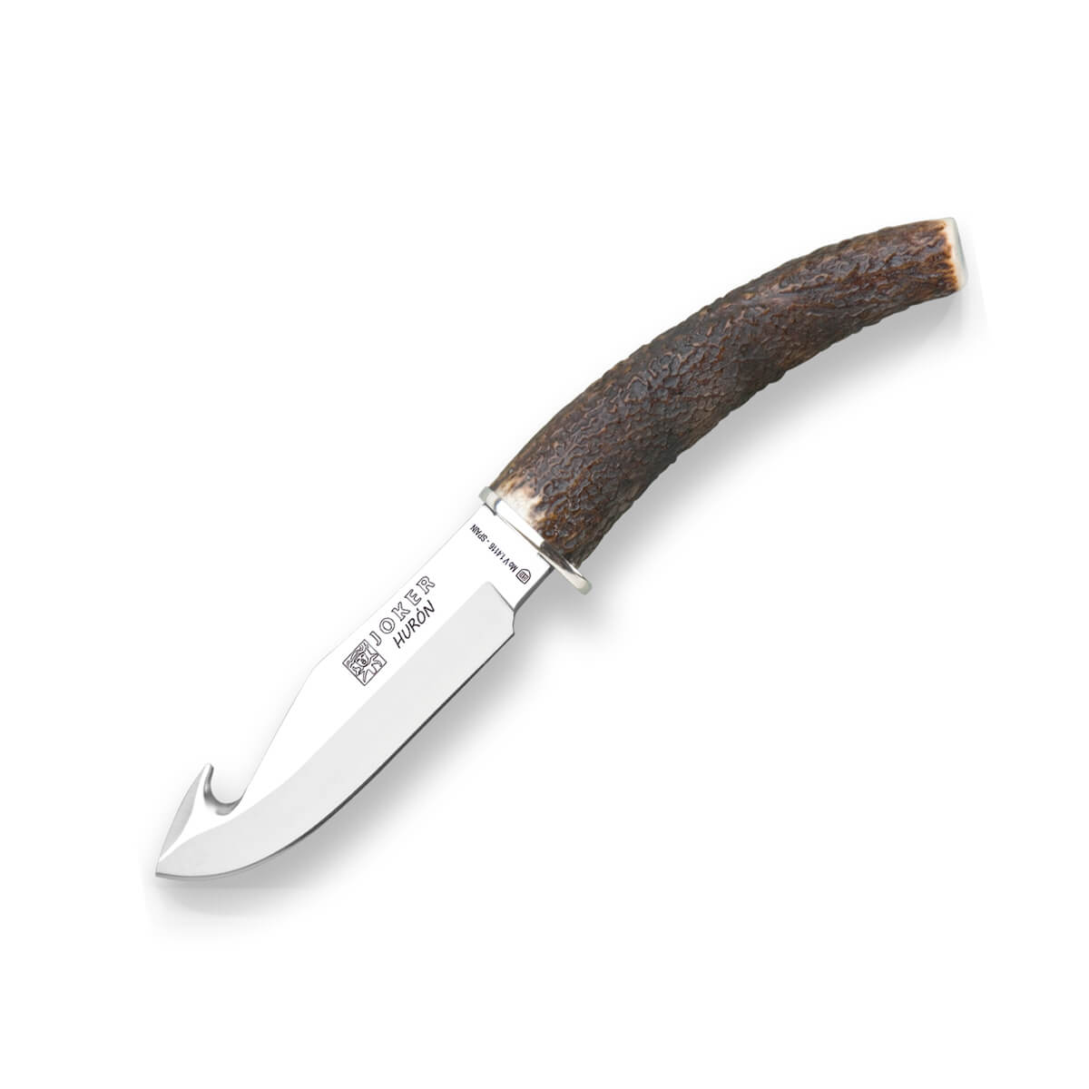 Joker Huron hunting knife with deer antler handle and 11 cm skinner blade