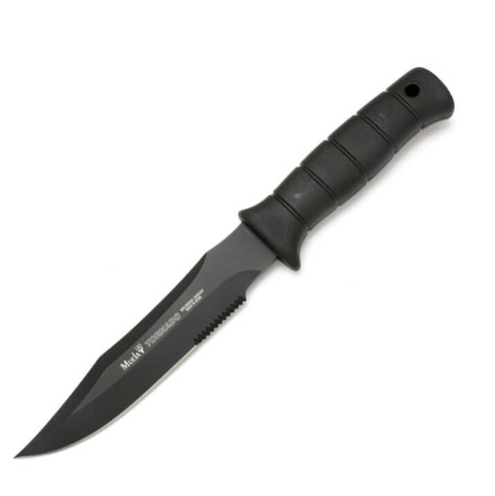 Cuchillo táctico Muela Tornado-18N con mango de goma negra y hoja...