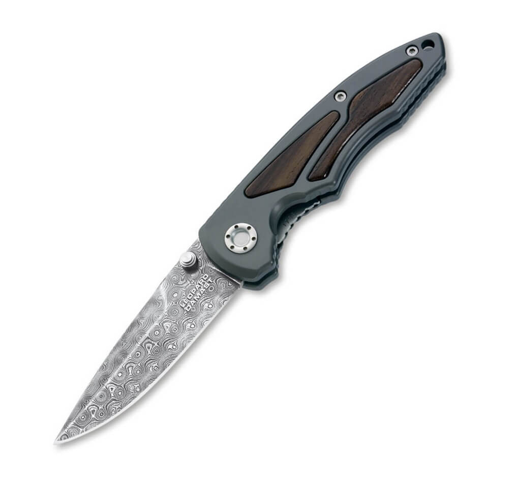 Boker Leopard-Damast I navaja con hoja de damasco y mango de alum...