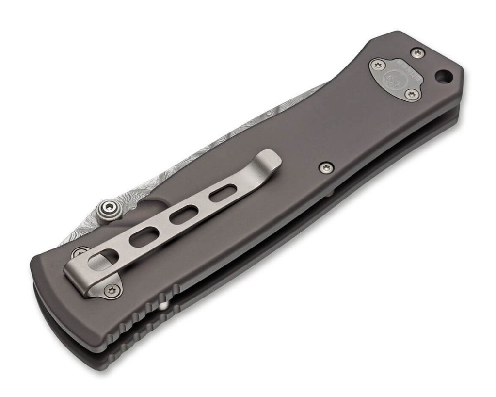 Boker Leopard-Damast II pocket knife with damascus blade and aluminum and ziricote wood handle