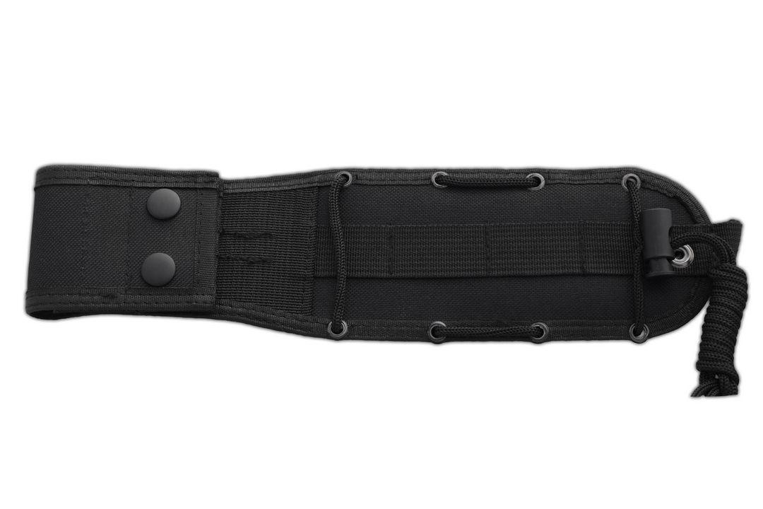 JV Chacal Makro cuchillo bushcraft con mango de micarta negra y funda de cordura