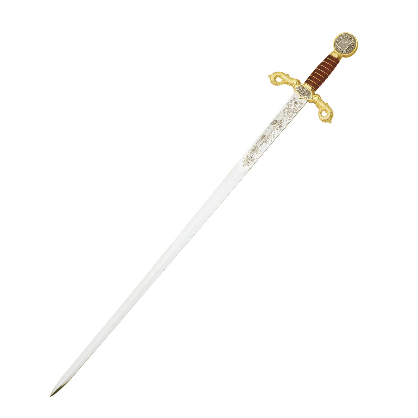 Espada de Cristobal Colón con empuñadura dorada con decoraciones ...