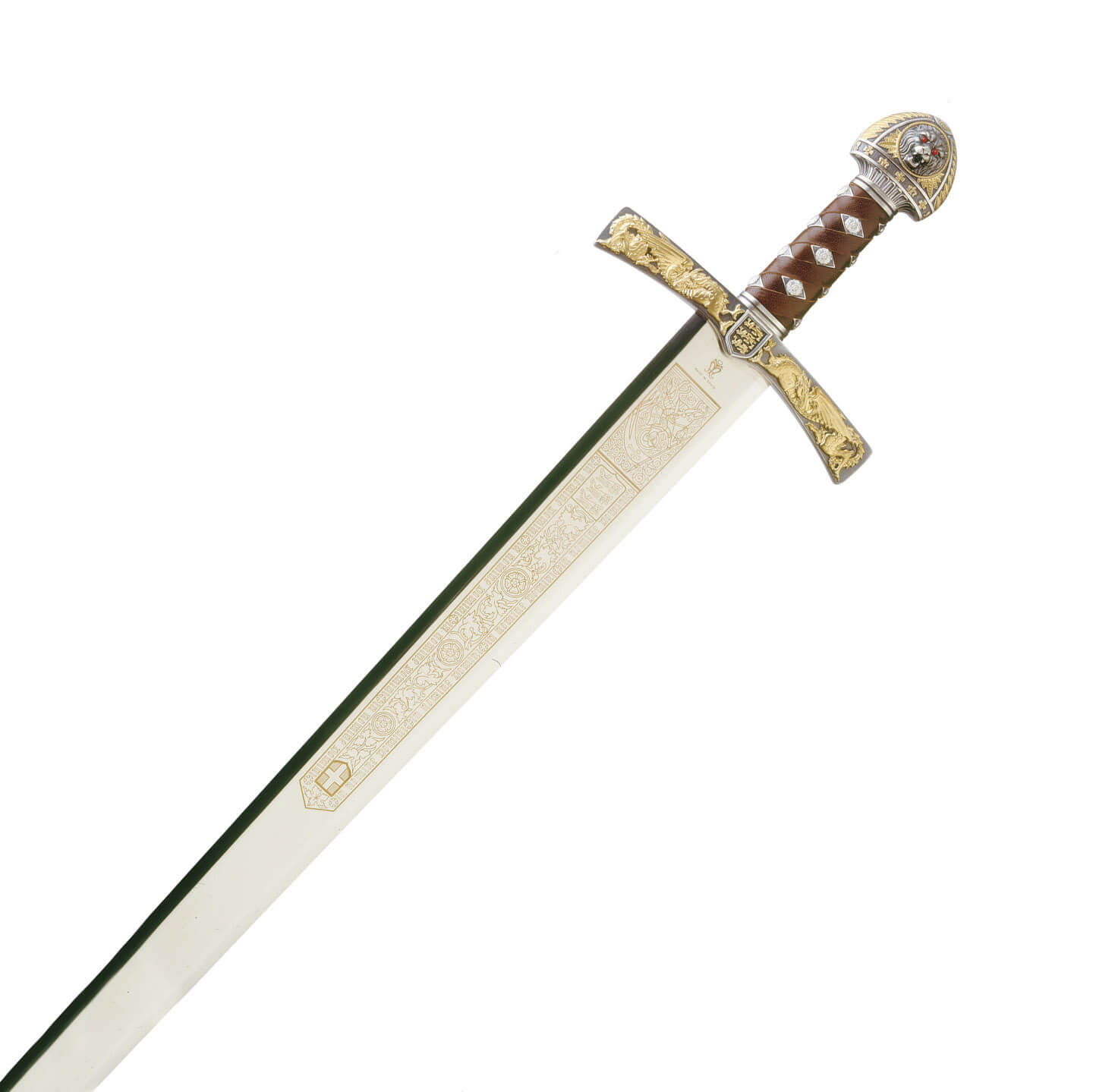 Espada de Ricardo Corazón de León con empuñadura de cuero y decor...