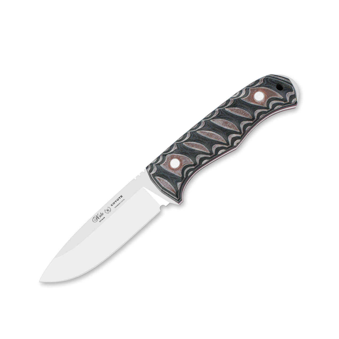 Cuchillo bushcraft Nieto Coyote con mango de katex marrón con hoj...